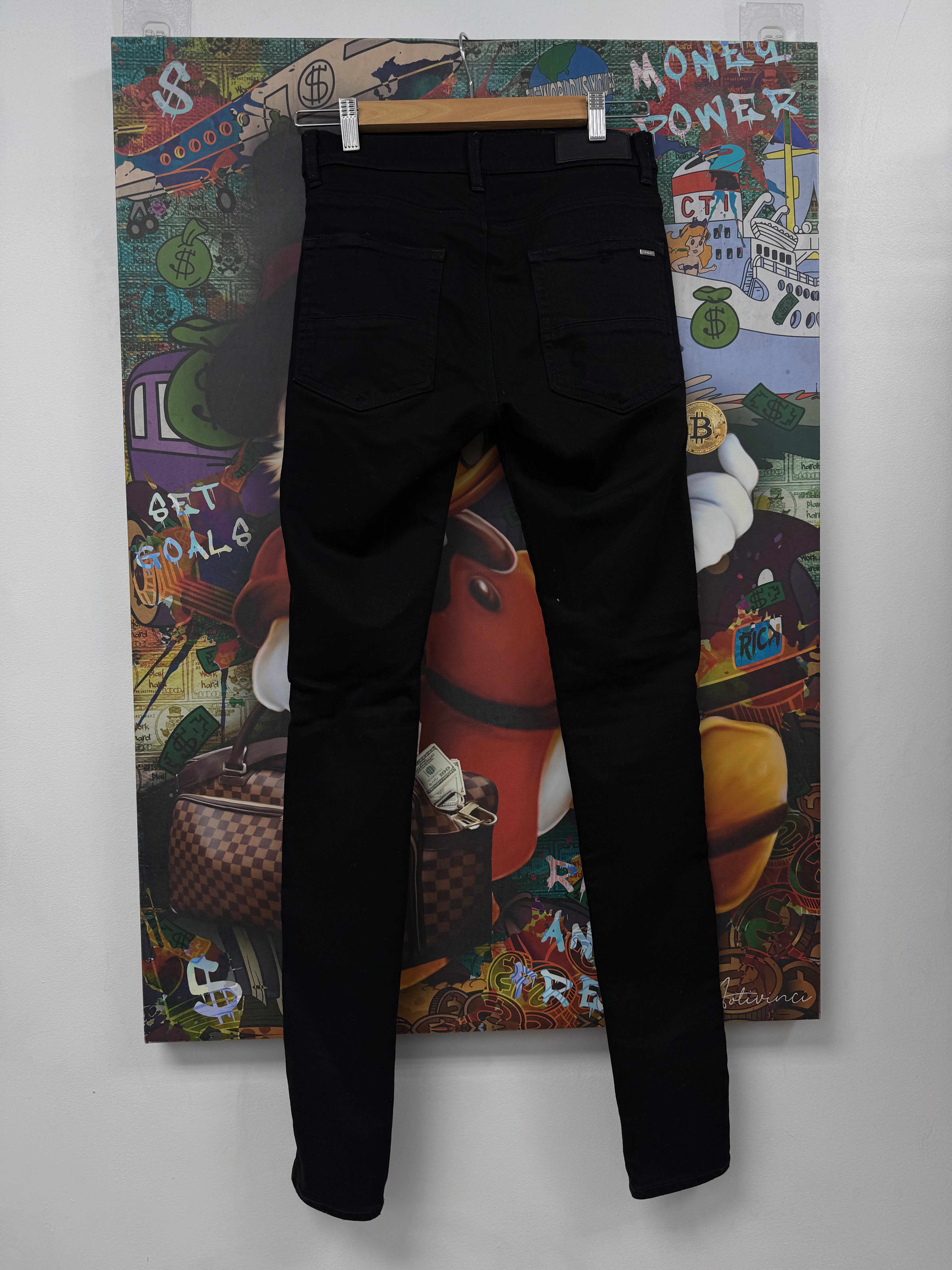 Amiri Black Crystal Track Stripe Jeans
