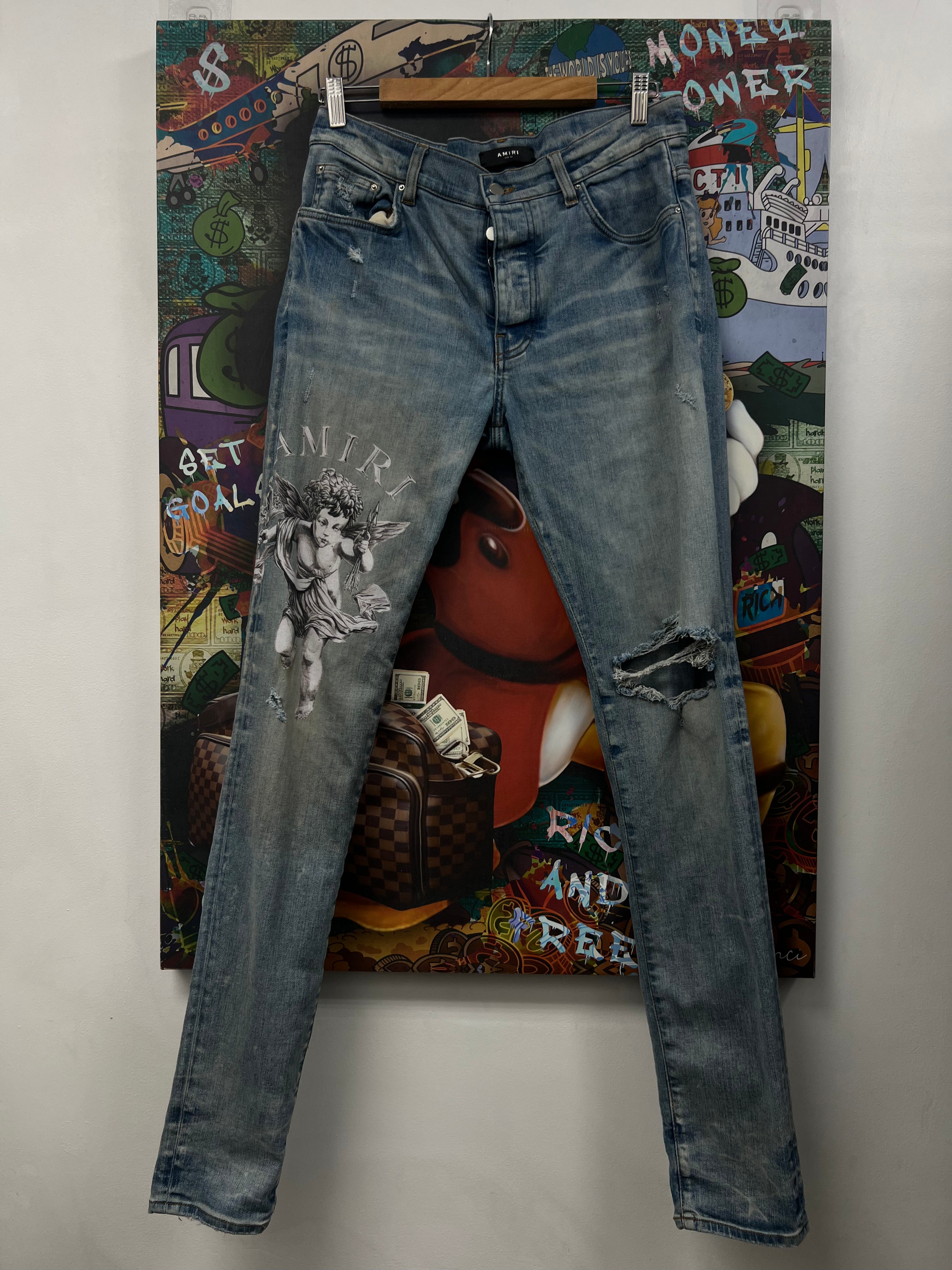 Amiri Light Wash Cherub Jeans