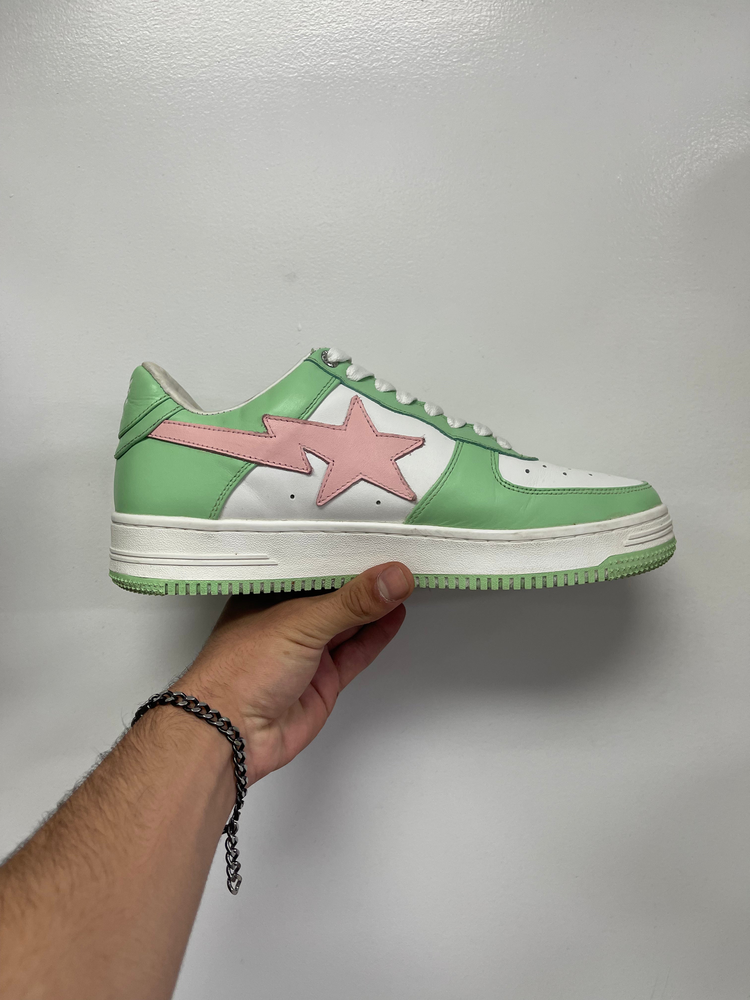 BAPE Green Pink Bapesta Sneakers
