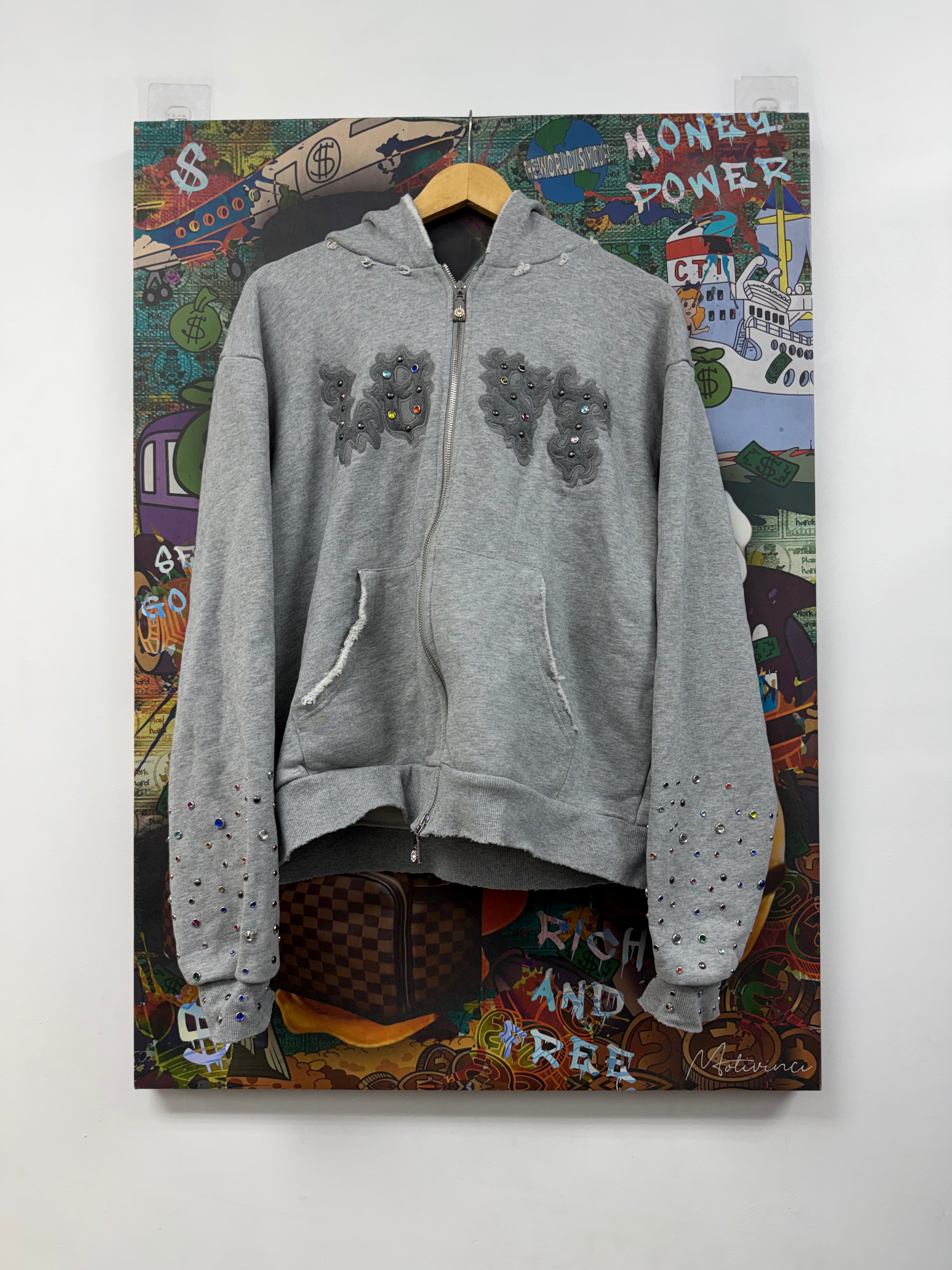 Lost Intricacy Grey Patch Zip Up