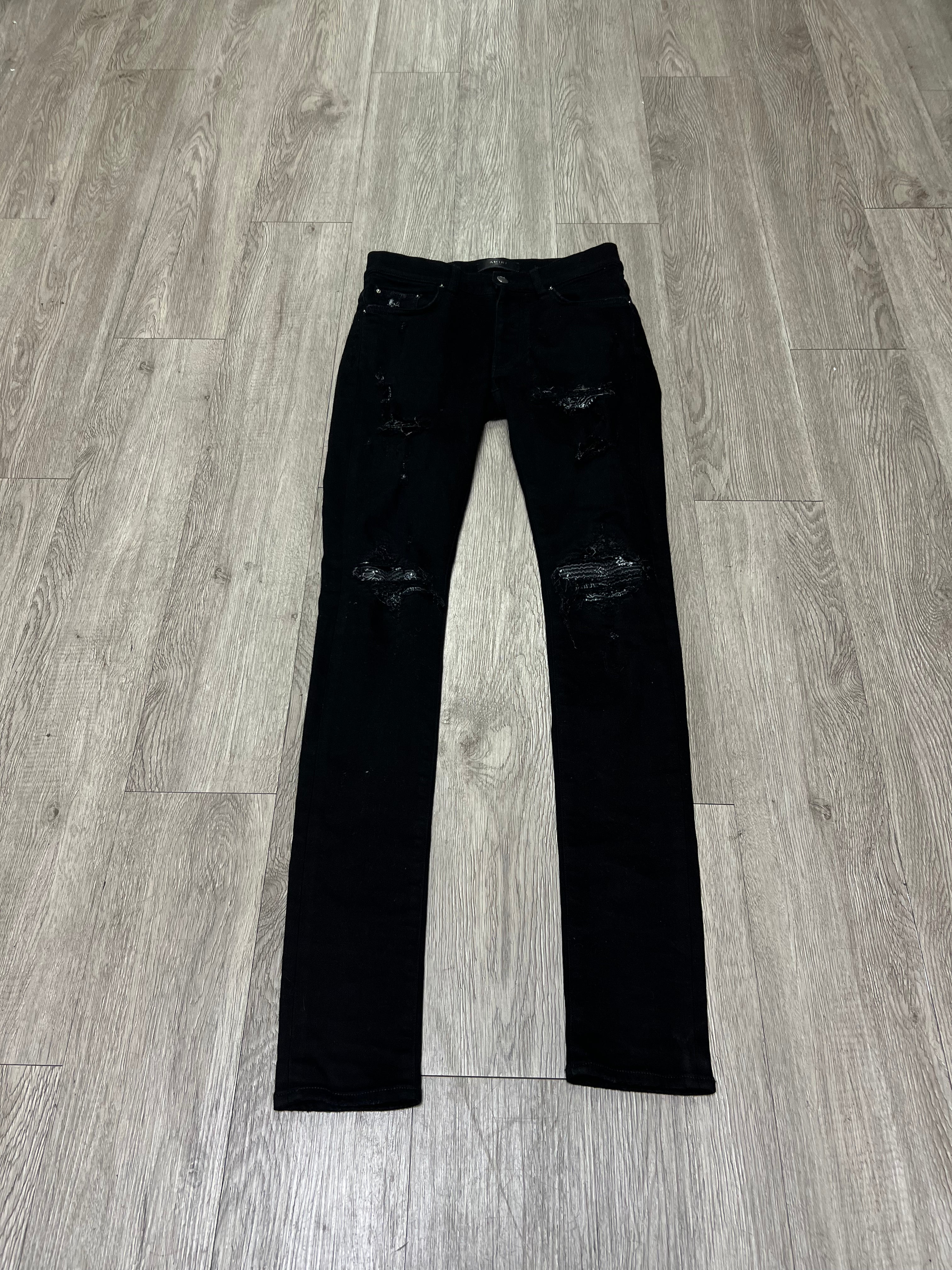 Amiri MX1 Black Paisley Patch Jeans