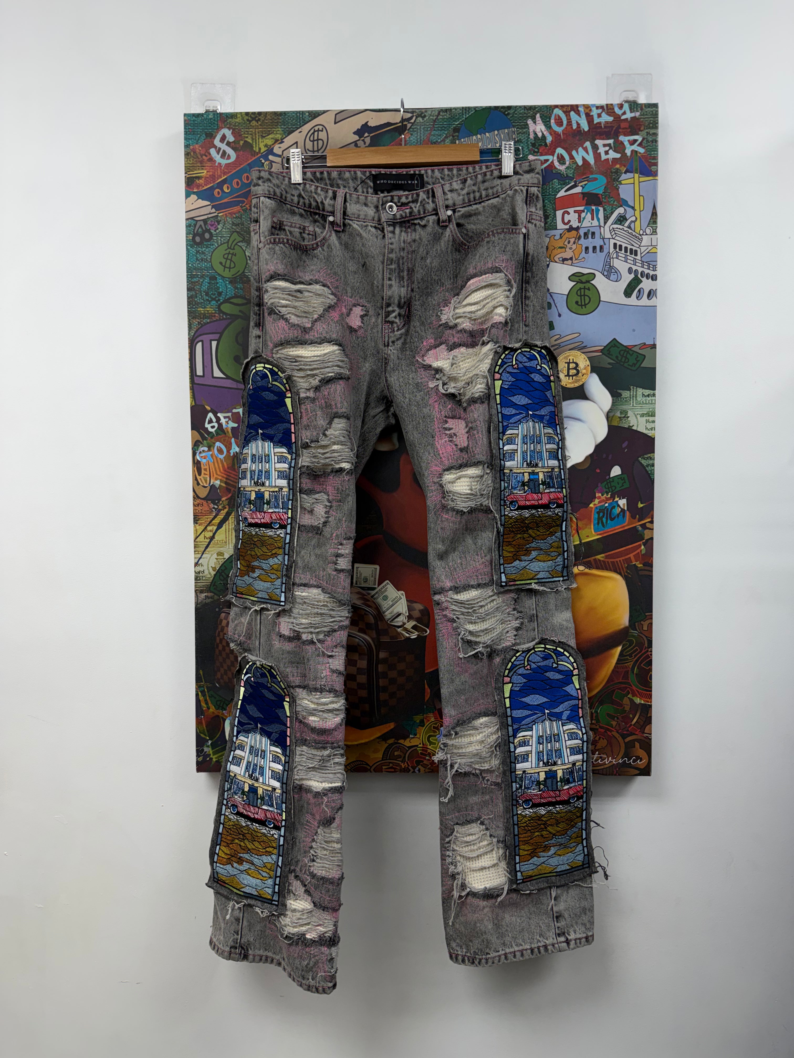 Who Decides War Grey Pink Sky POTN Jeans