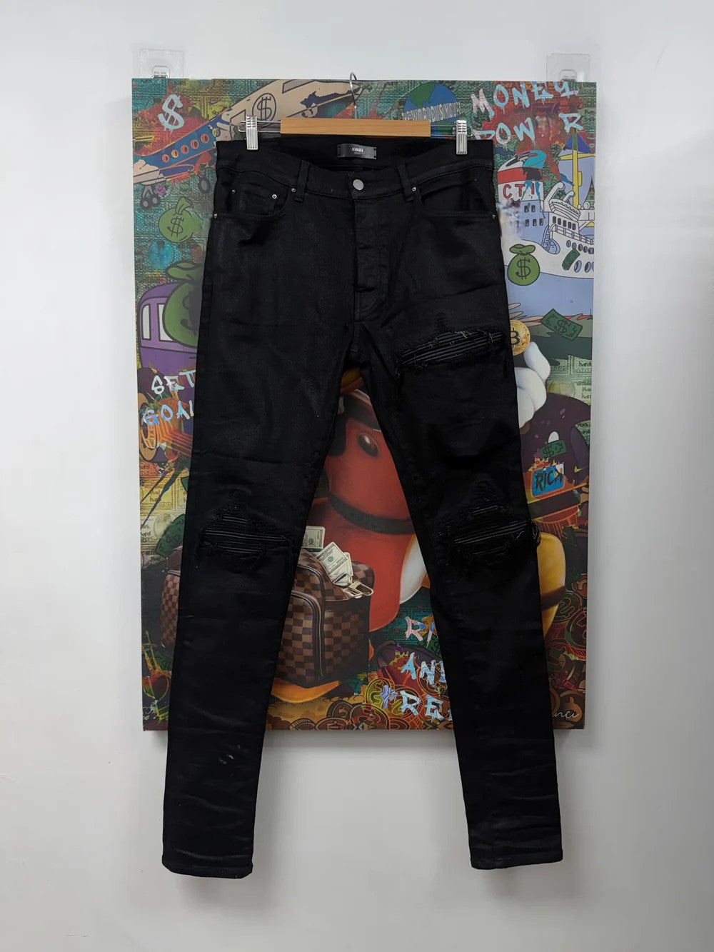 Amiri "MX1" Black Wax Patch Black Jeans