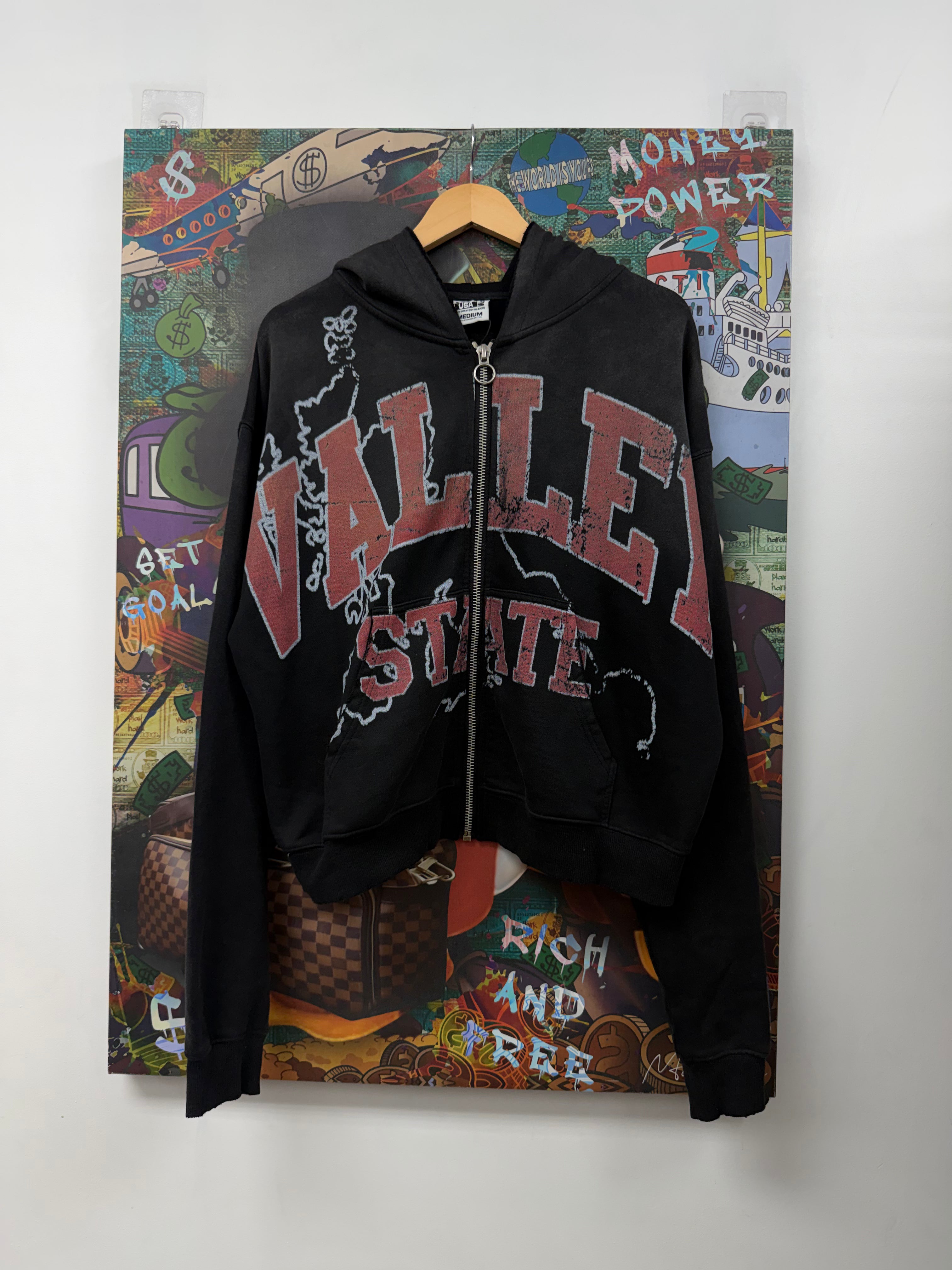 Vale Black Wash Red Zip Up