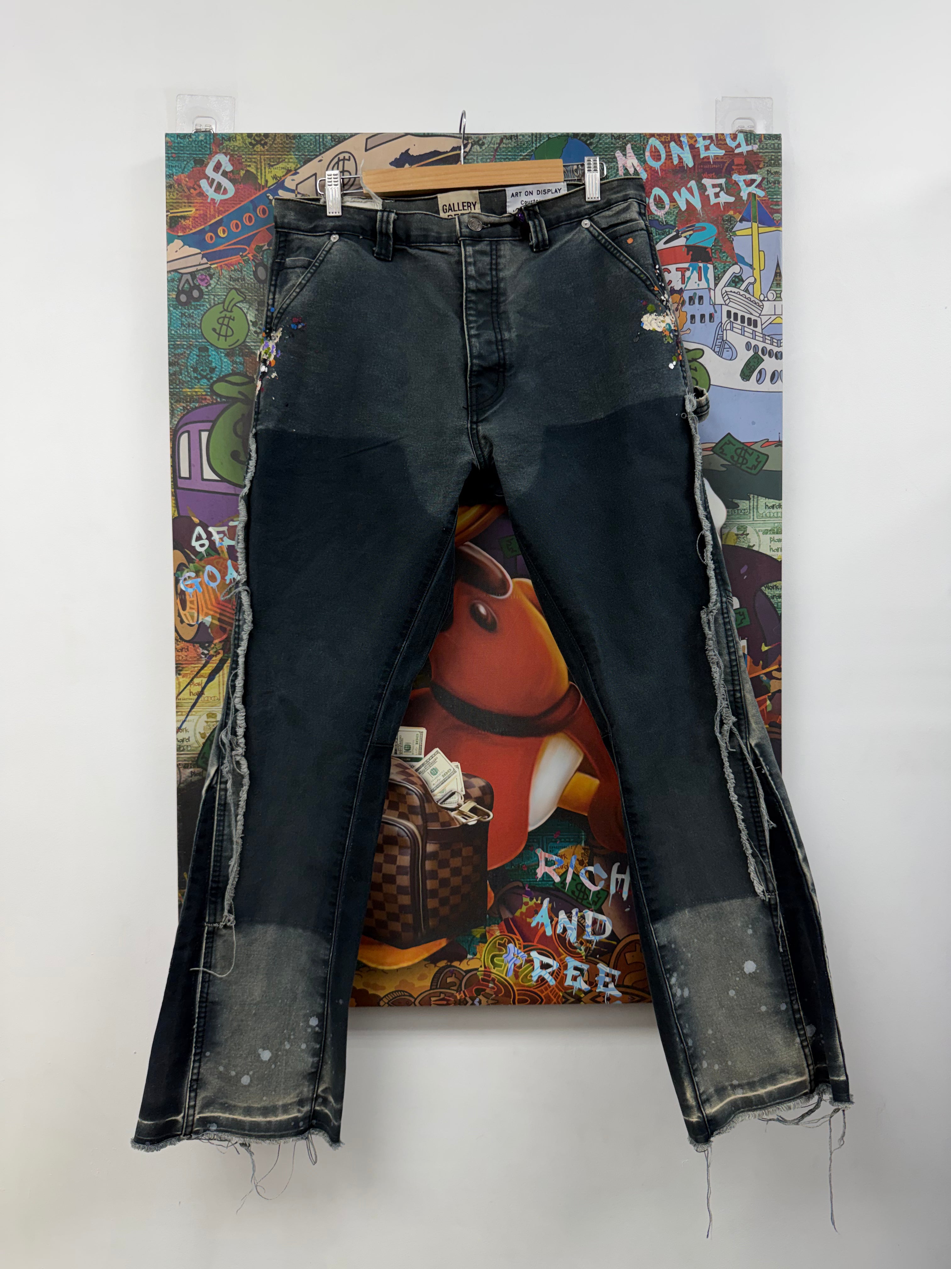 Gallery Dept Navy Paint Splatter Flare Jeans