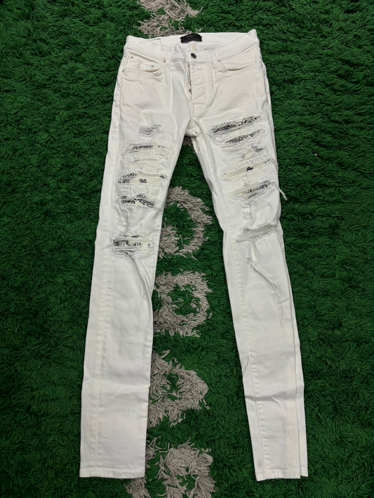 Amiri White Paisley Thrasher Patch Used 31 N/A