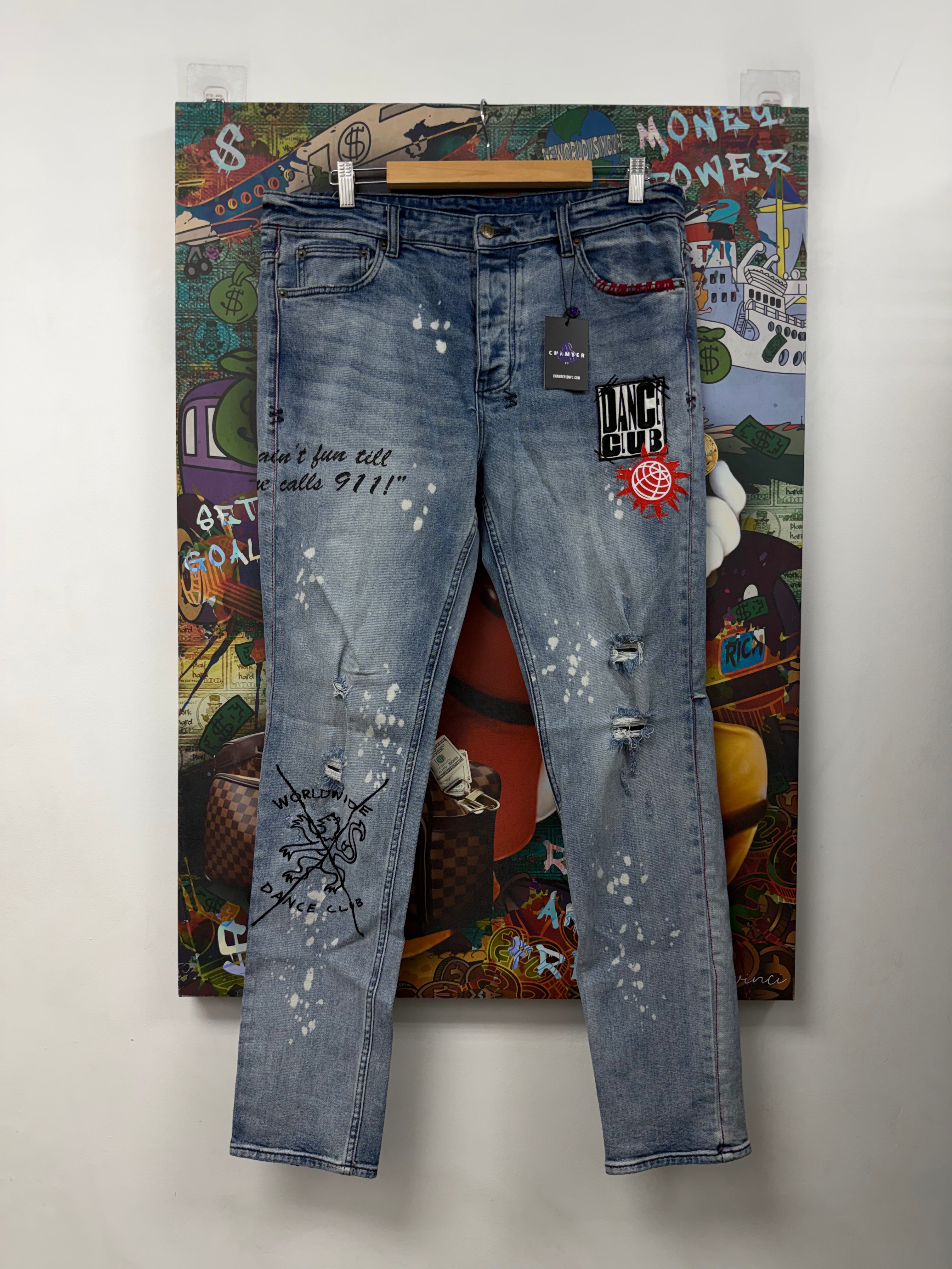 Ksubi Light Wash Multi Color Ripped Jeans