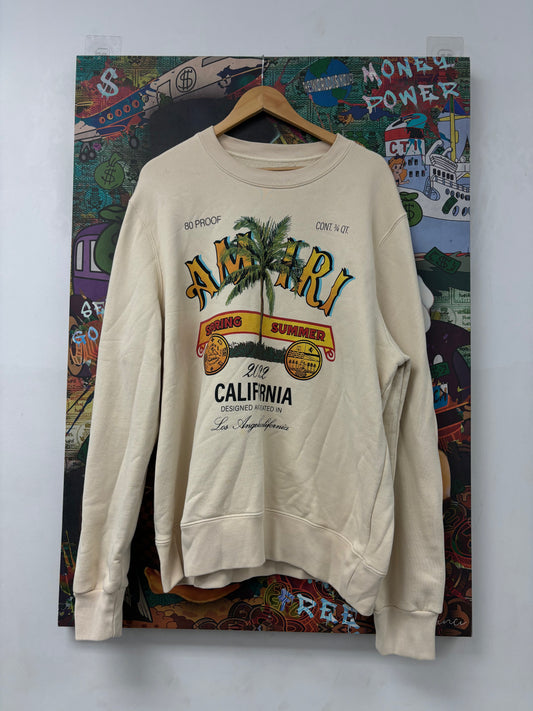 Amiri Crewneck Cream Palm ollywood Lightly Worn Large