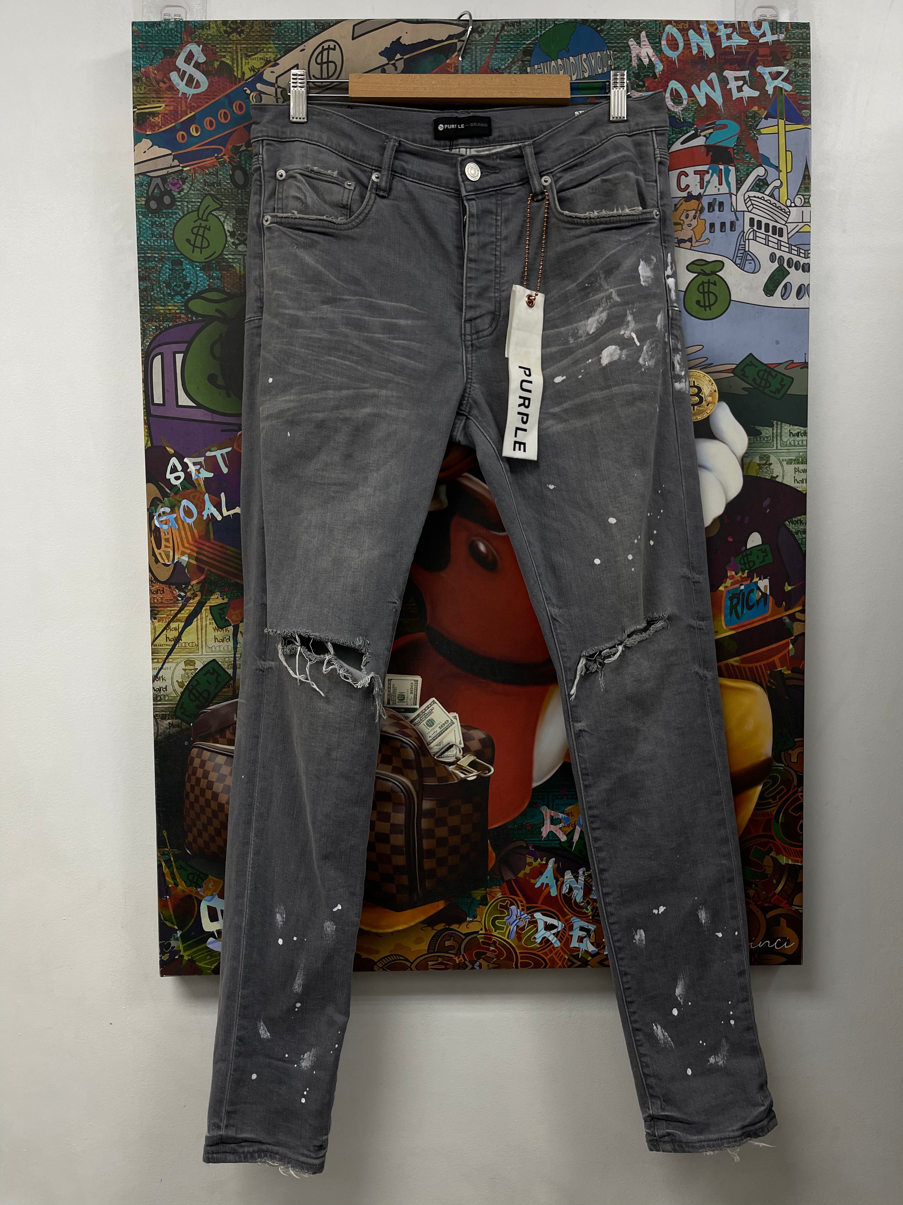 Purple Brand Grey Splatter Jeans
