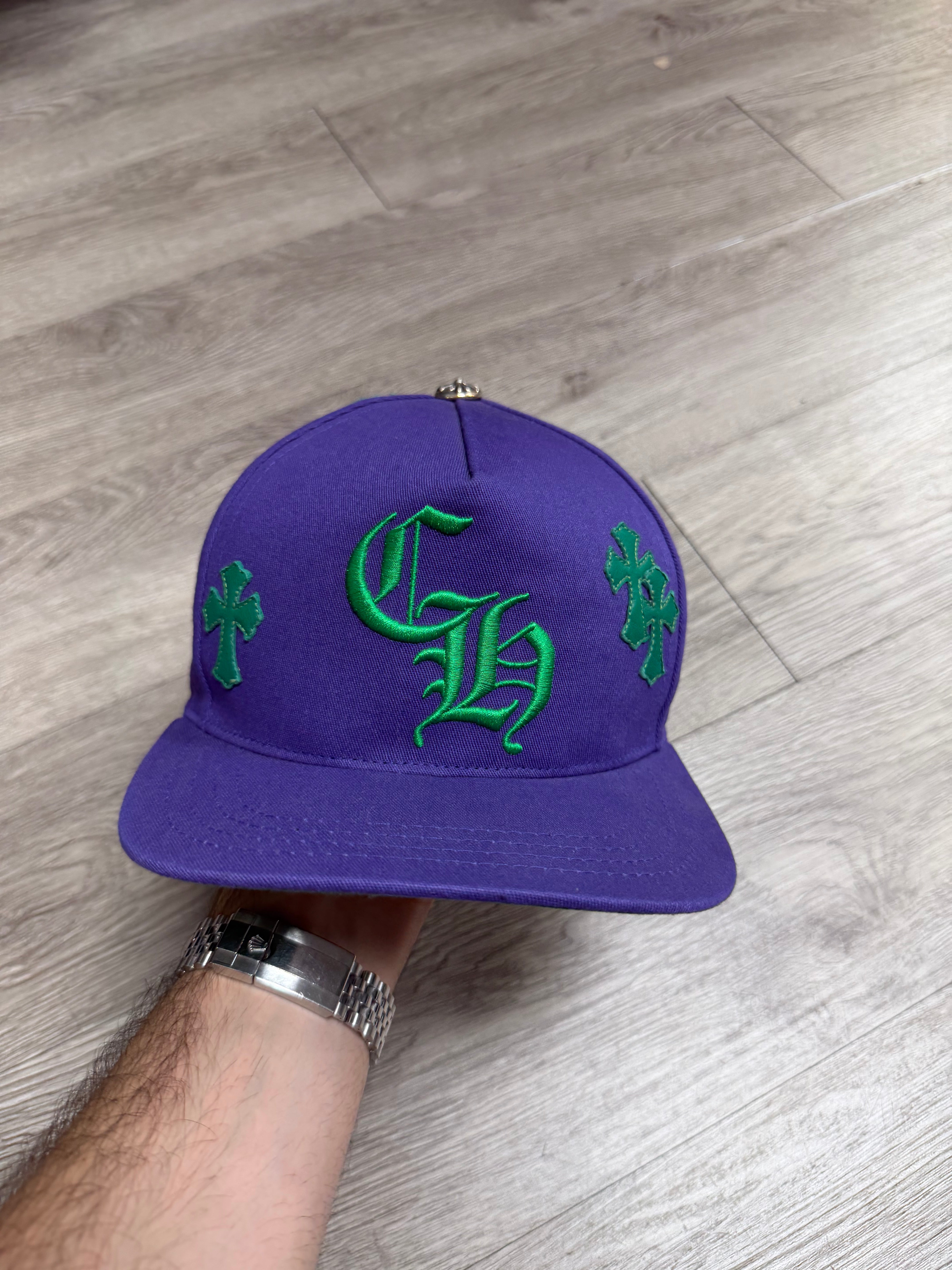 Chrome Hearts Purple & Green Cross Patch CH Baseball Hat