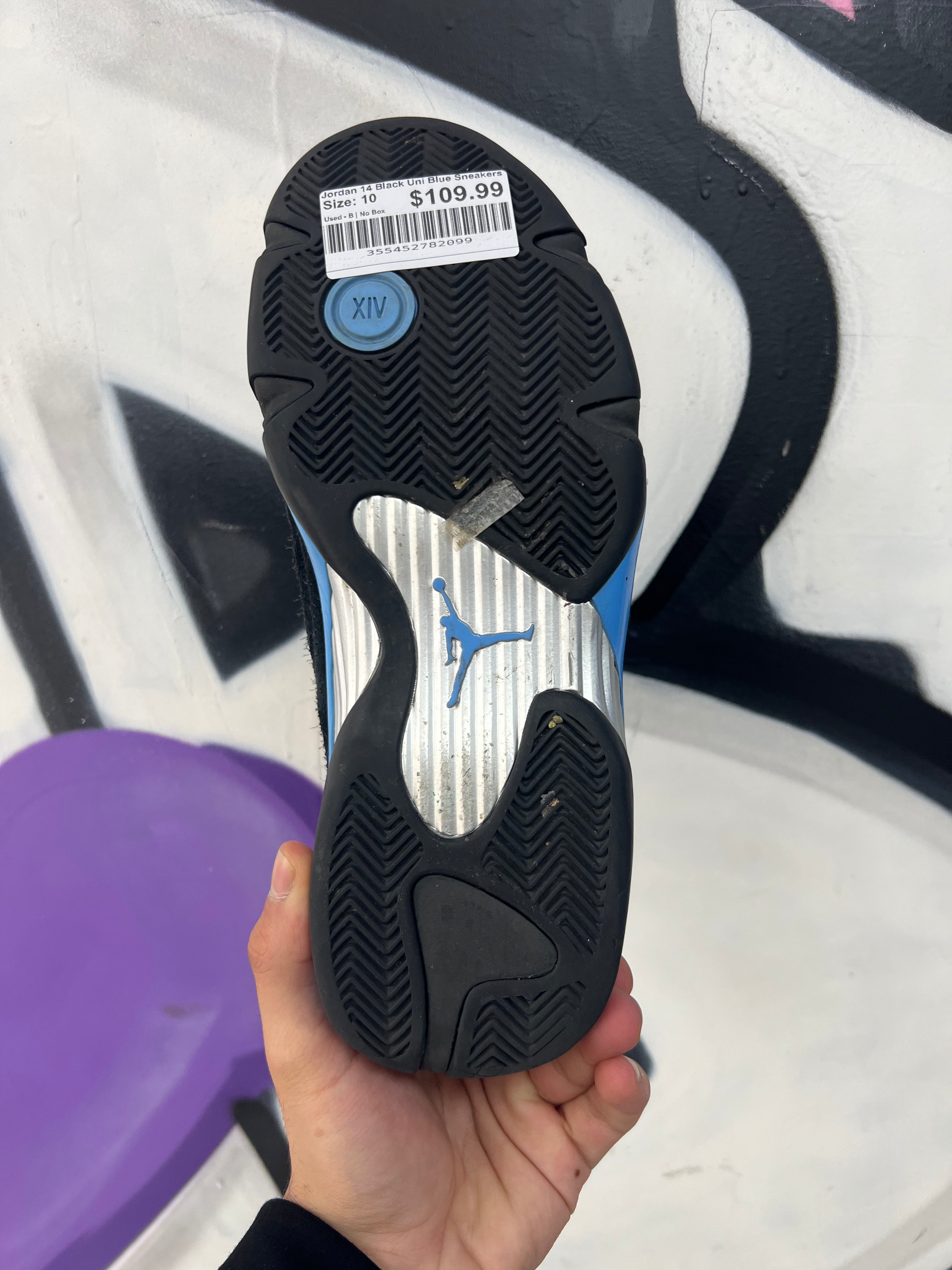 Jordan 14 Black Uni Blue Sneakers