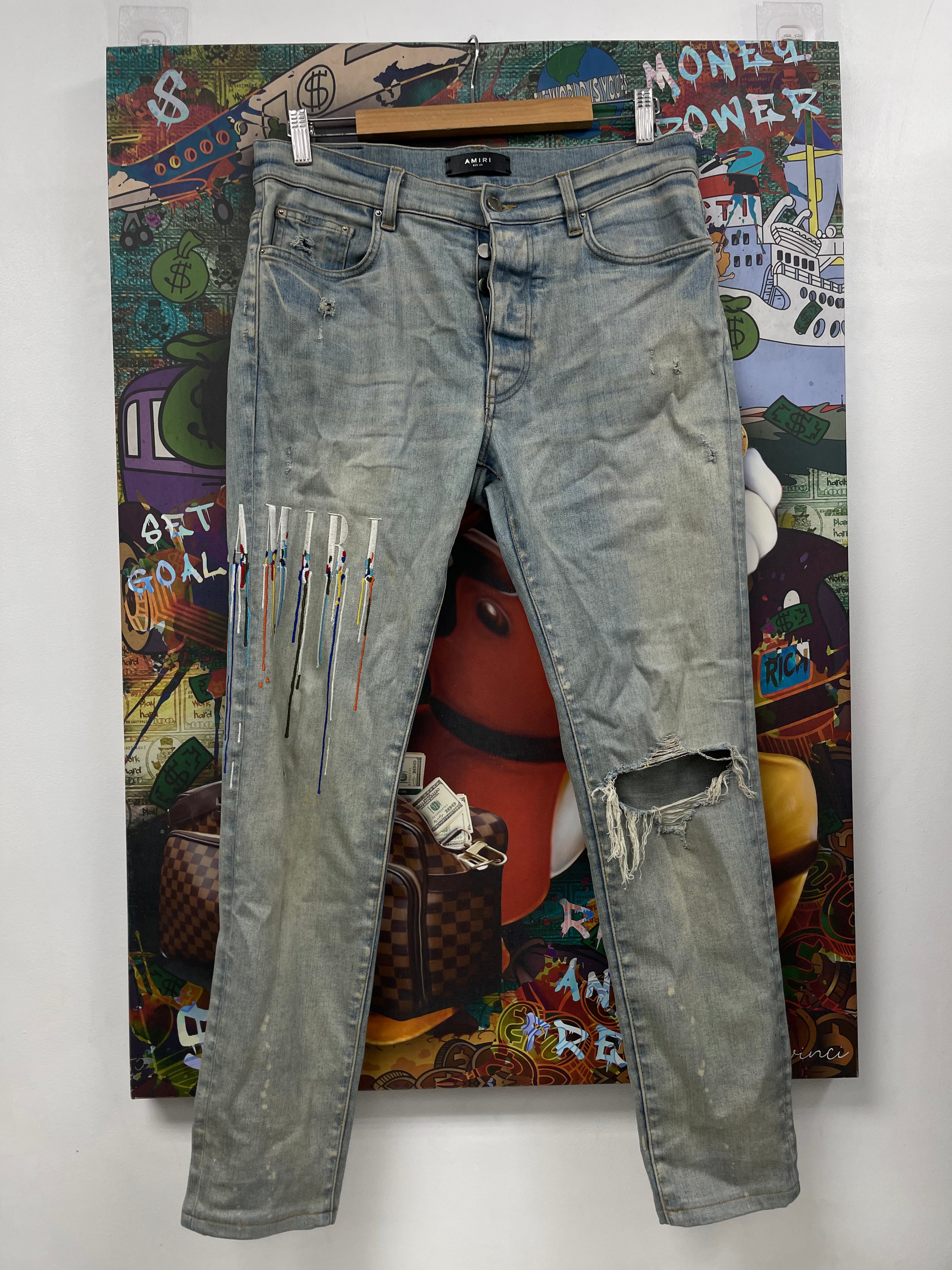 Amiri Vintage Wash Paint Drip (Altered Short) Jeans