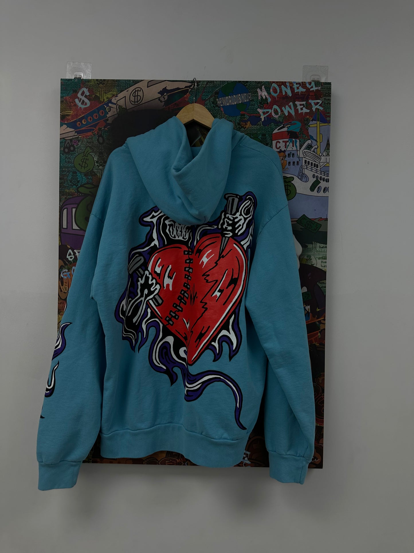 Warren Lotas Blue Heart Hoodie Used XXL