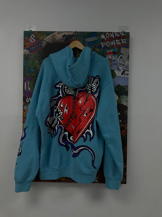 Warren Lotas Blue Heart Hoodie Used XXL