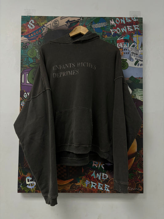 ERD Hoodie Black Chest Logo Used Large