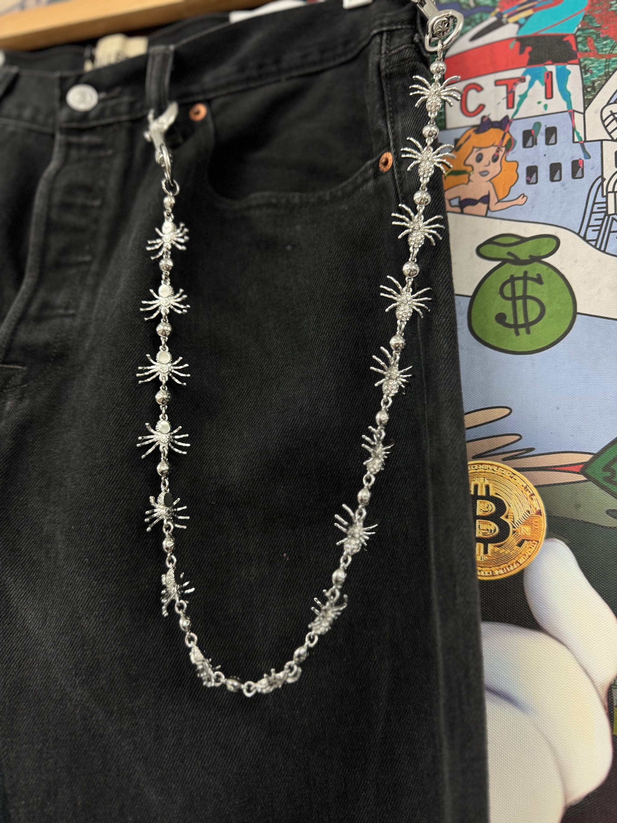 Starchain Skull Wallet Chain With Stones OS New