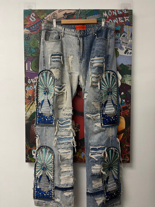 WDW Teal Crystal Denim Light Wash Used