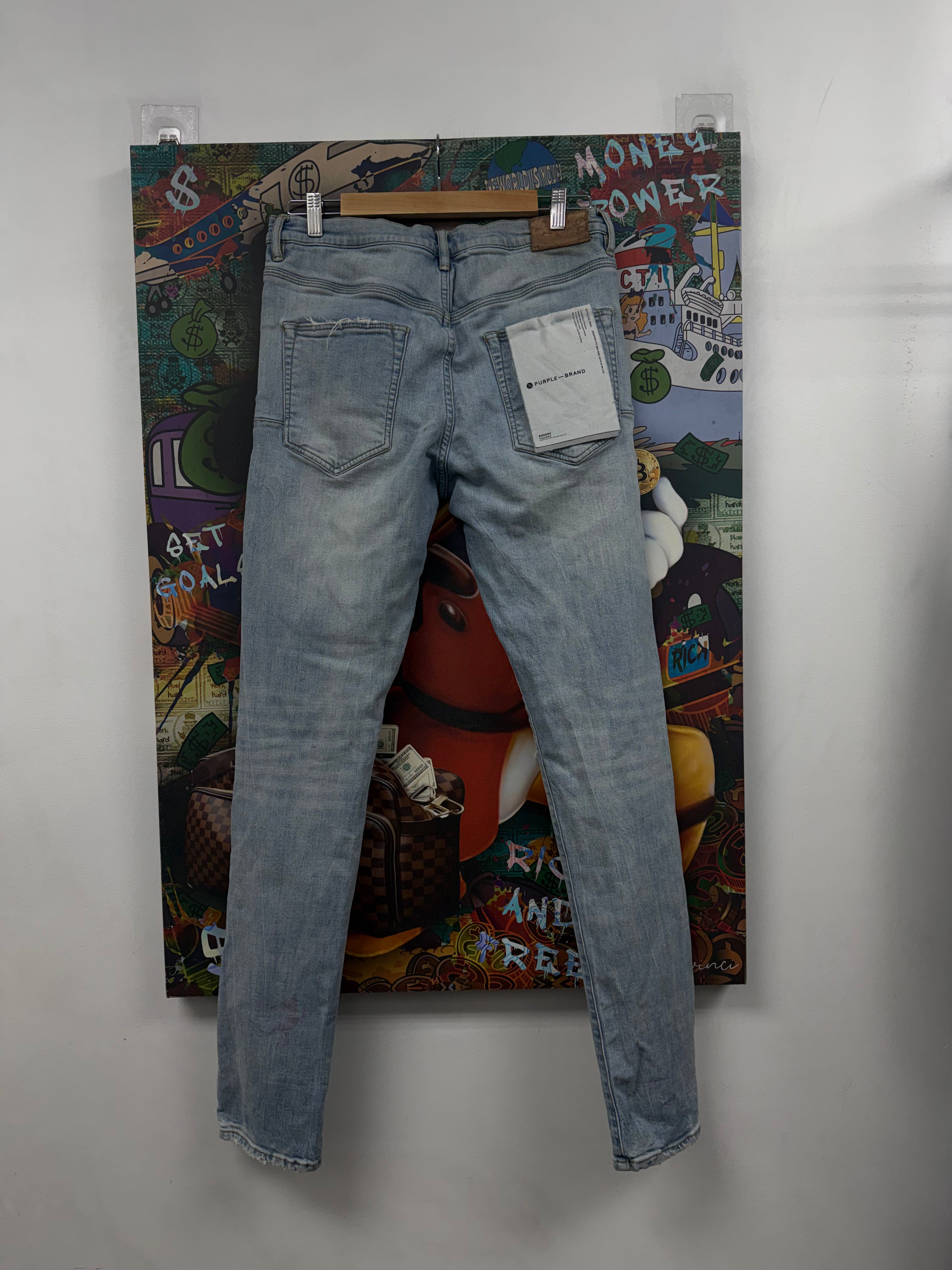Purple Brand Light Wash Splatter P002 Jeans