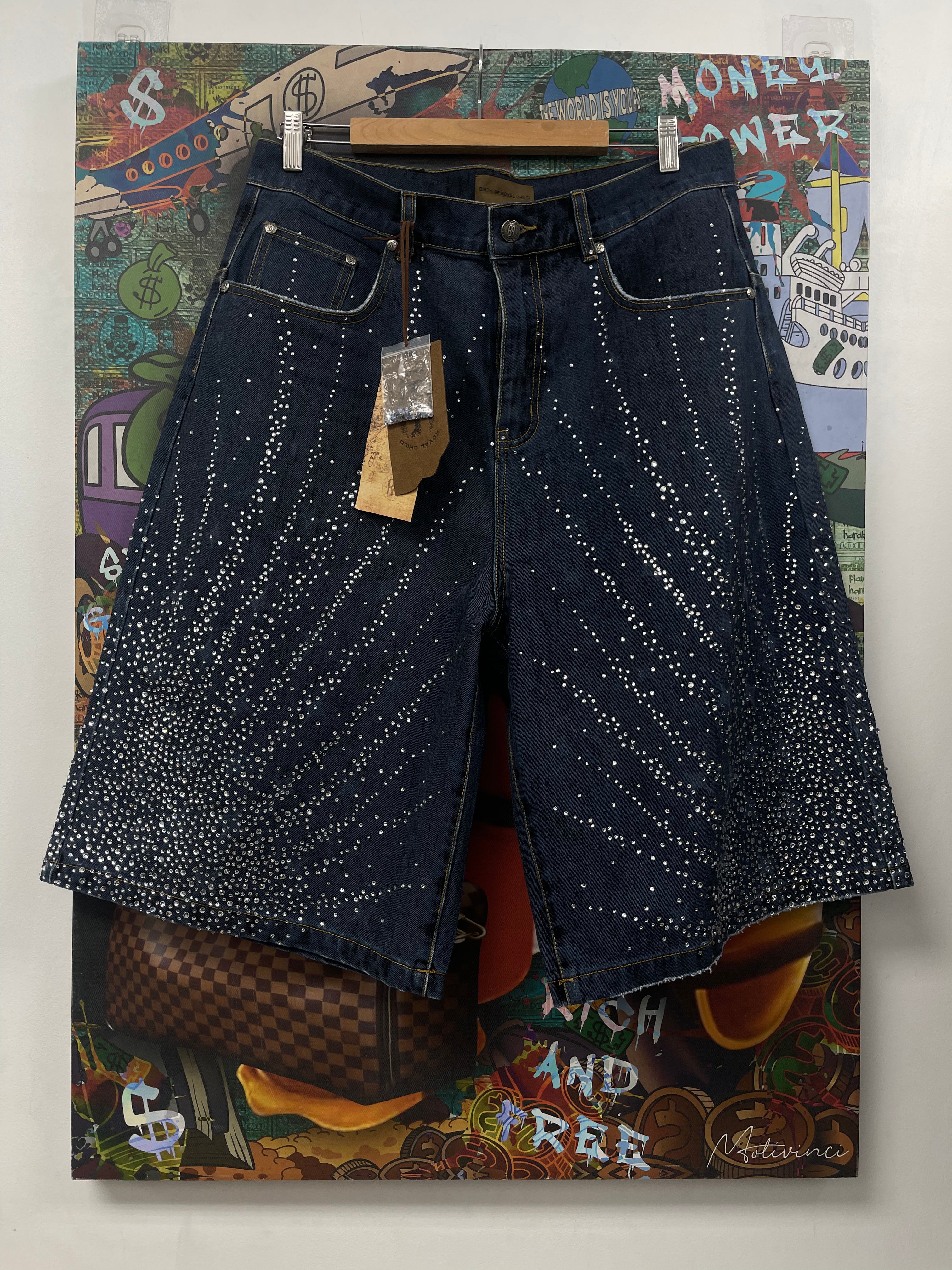 Birth Of A Royal Child Navy Interstellar Jean Shorts
