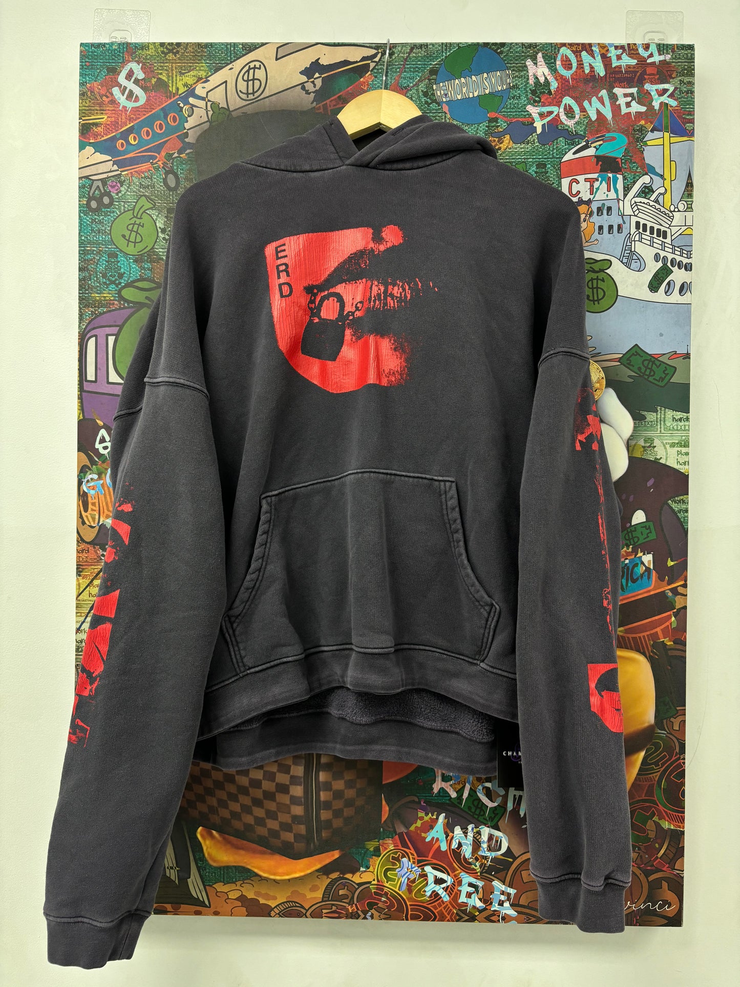 ERD Hoodie Lips Faded Navy Used Medium