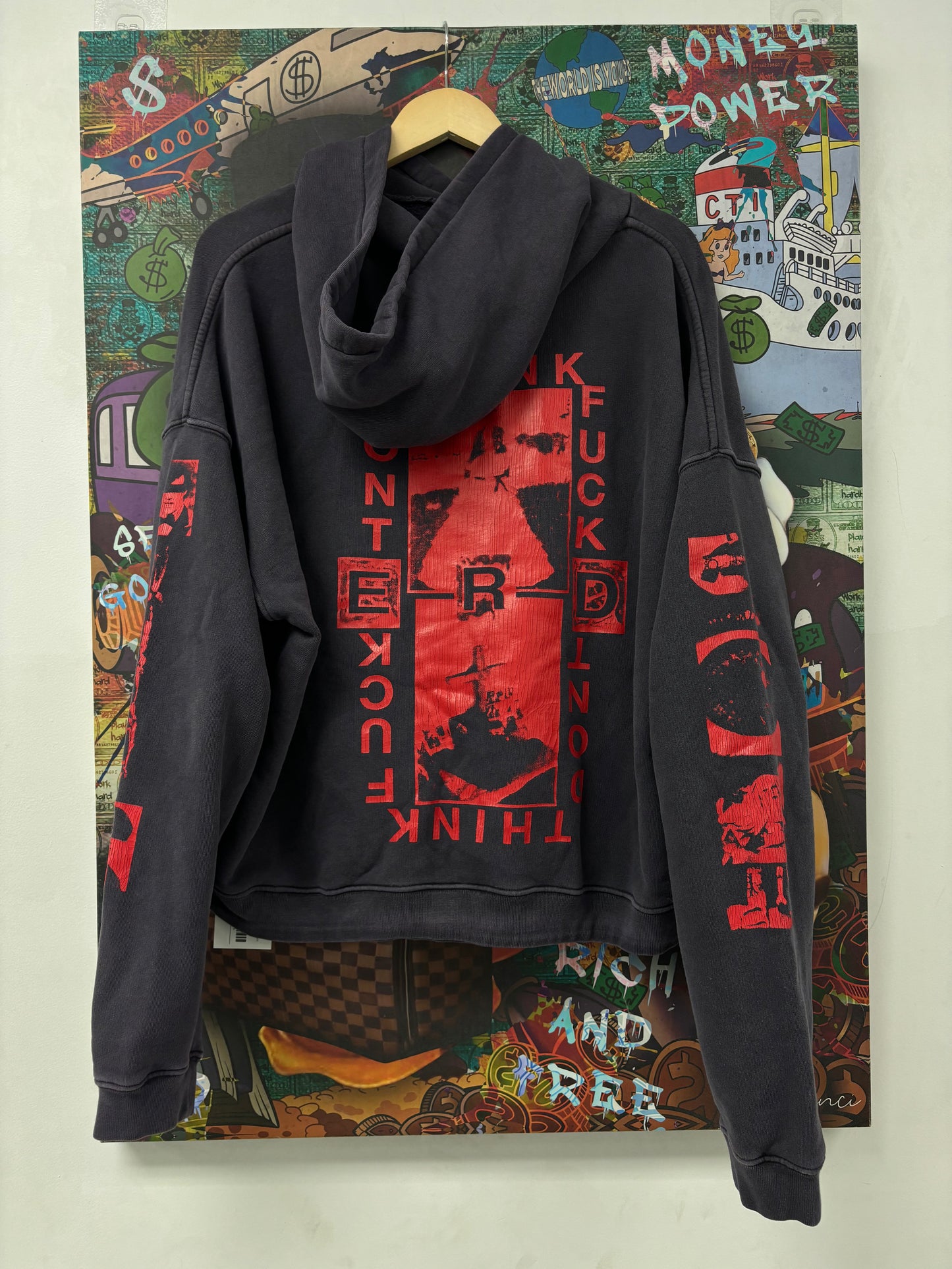 ERD Hoodie Lips Faded Navy Used Medium