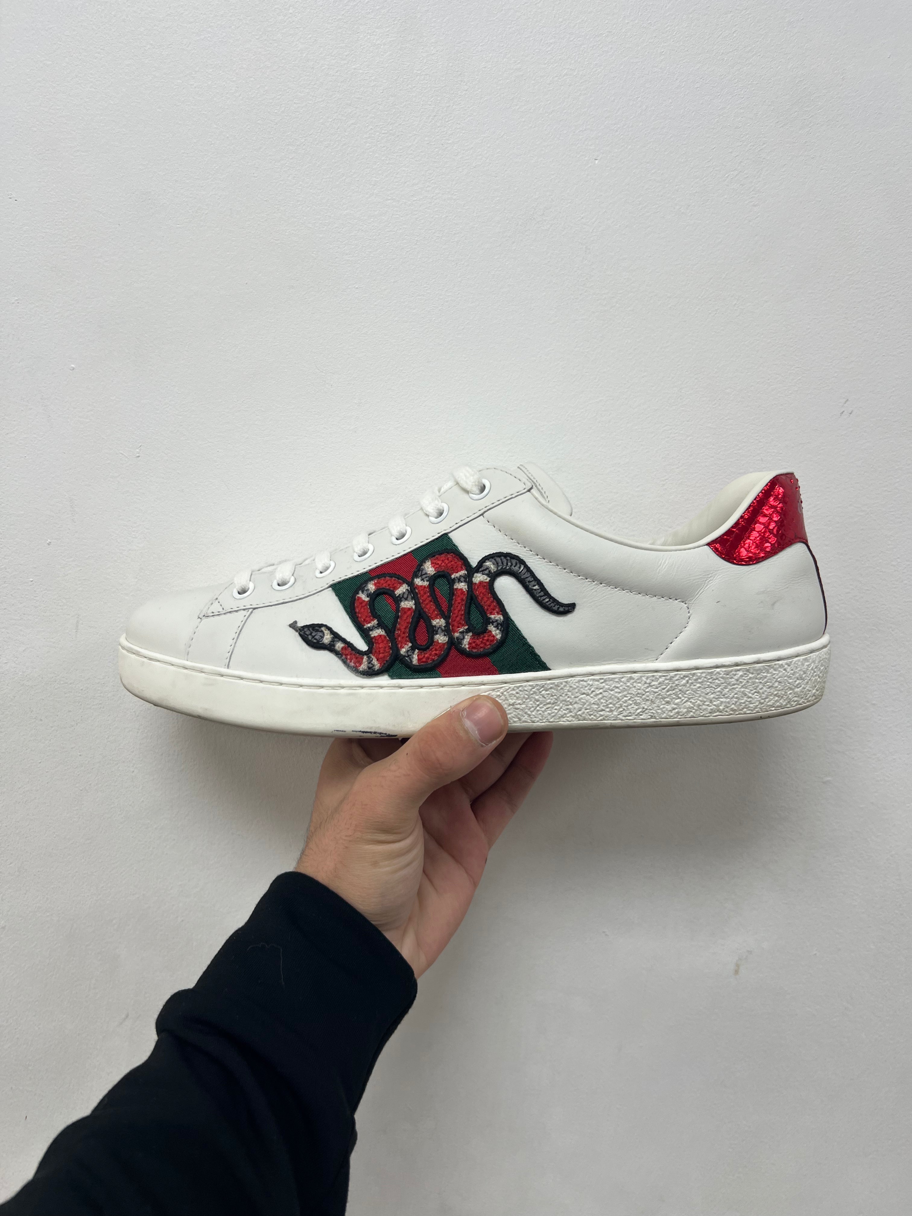 Gucci White Snake Ace Low Sneakers