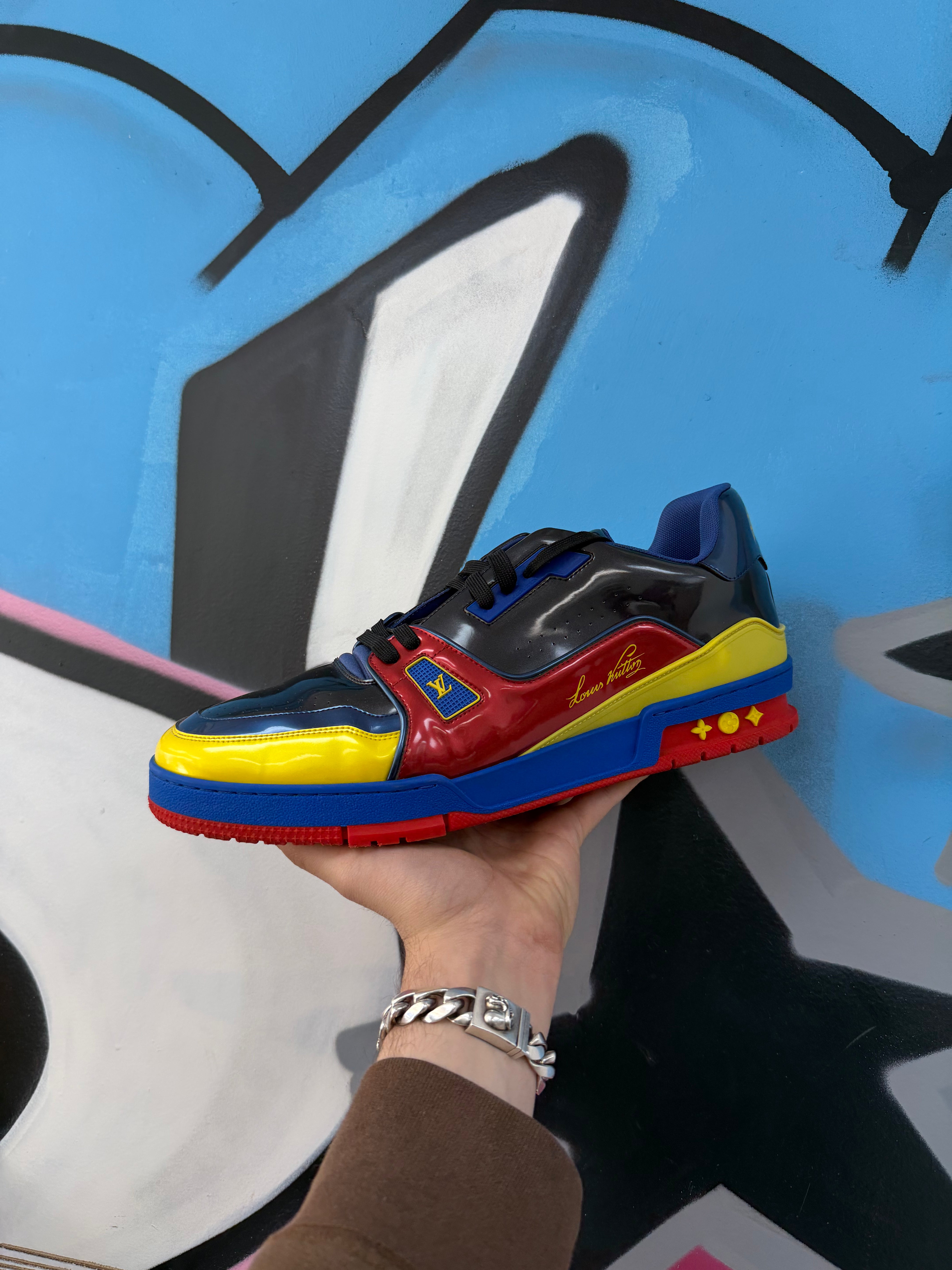 Louis Vuitton Black Multi Patent Leather Trainer Sneakers