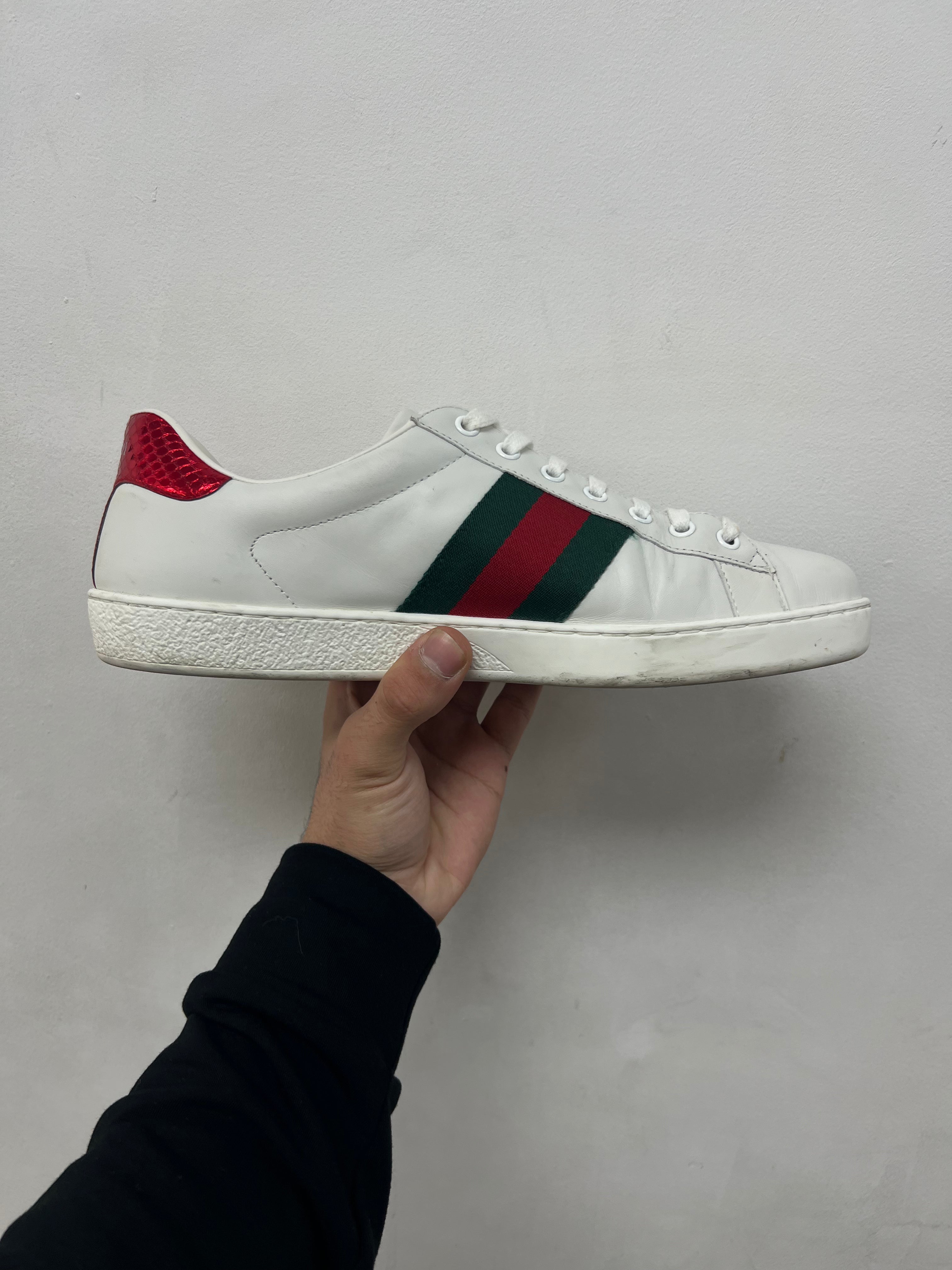 Gucci White Snake Ace Low Sneakers