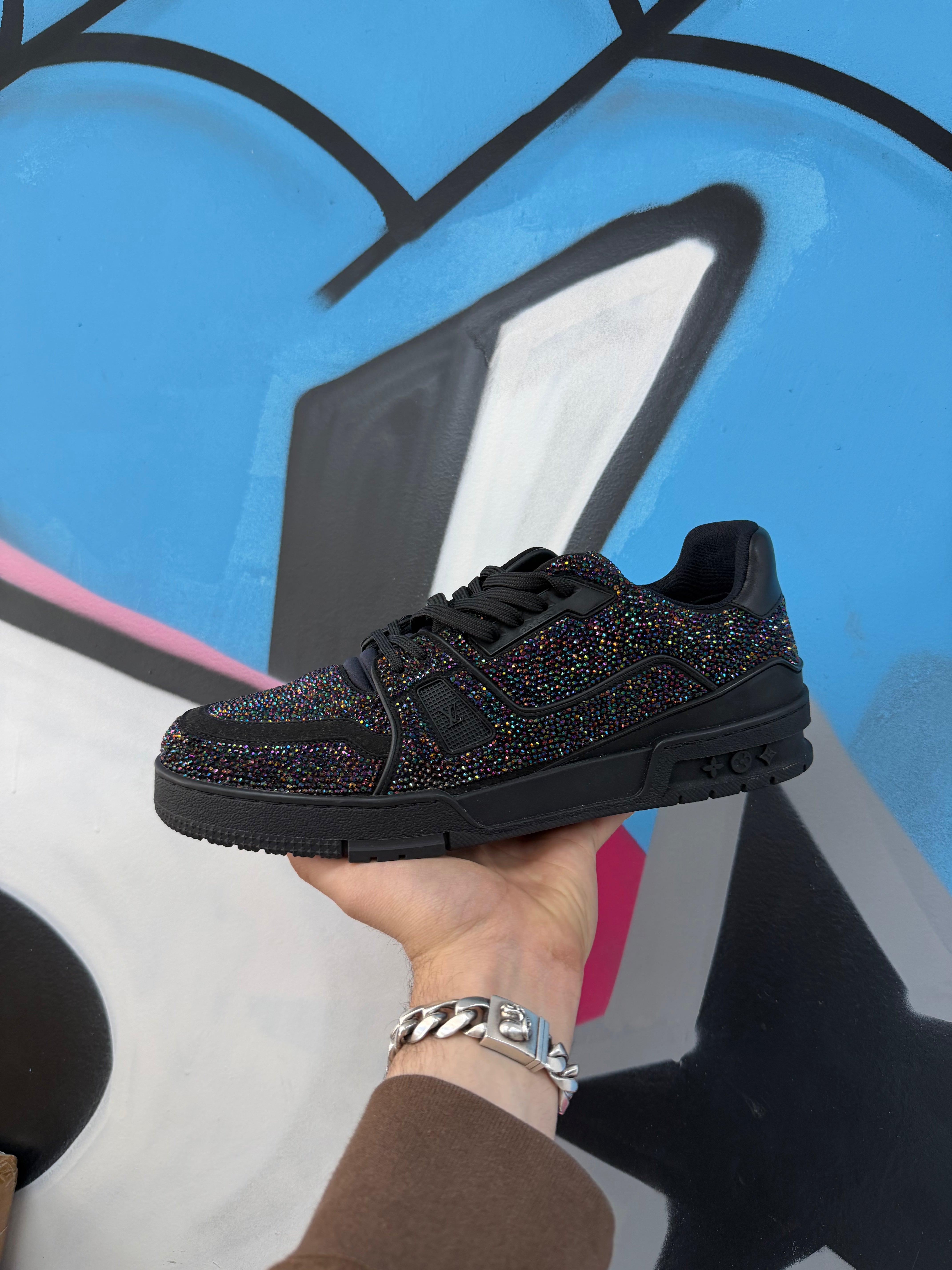 Louis Vuitton Black Swarovski Crystal Trainer Sneakers