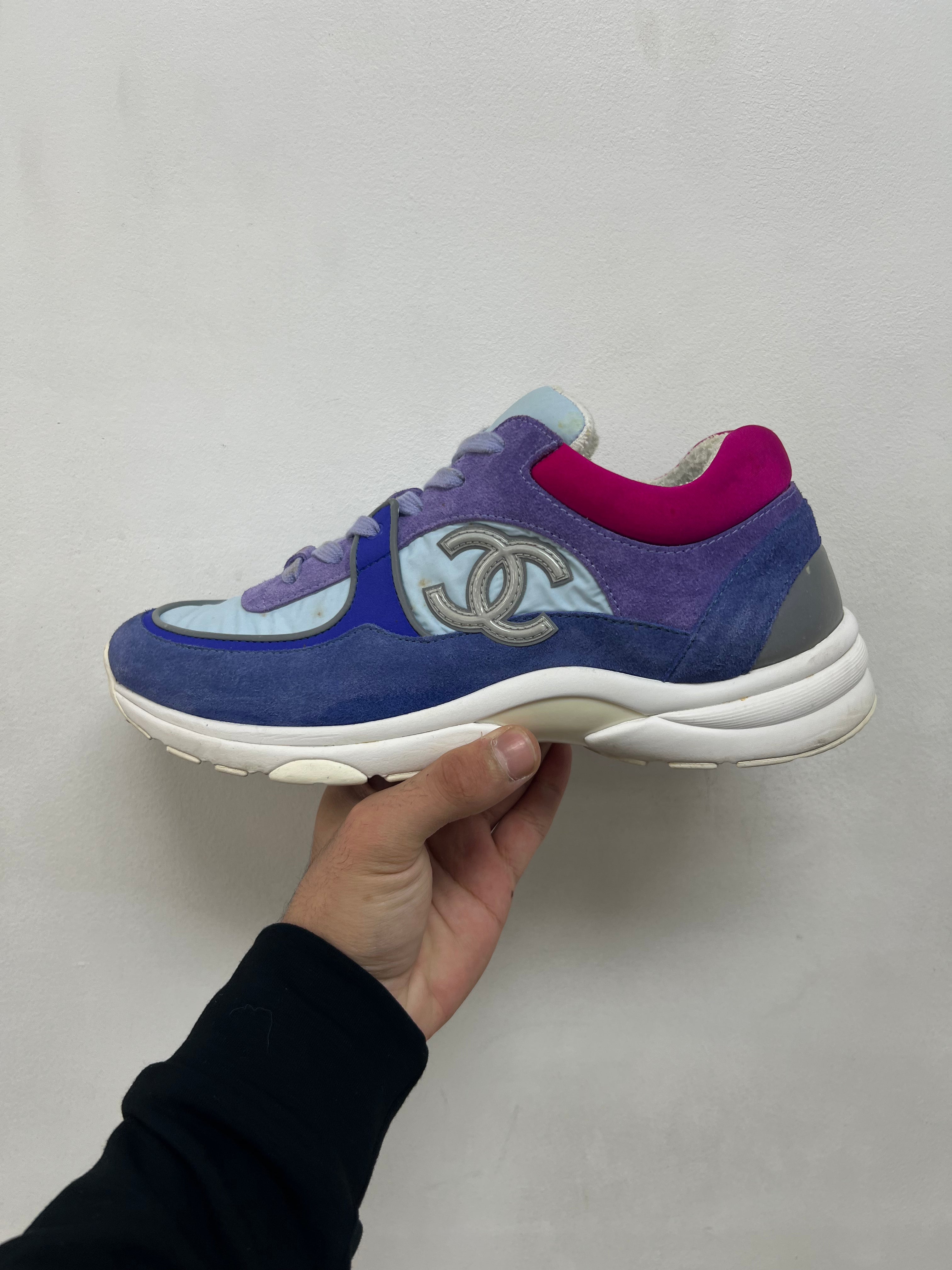Chanel Purple Multi CC Logo Runner Sneakers