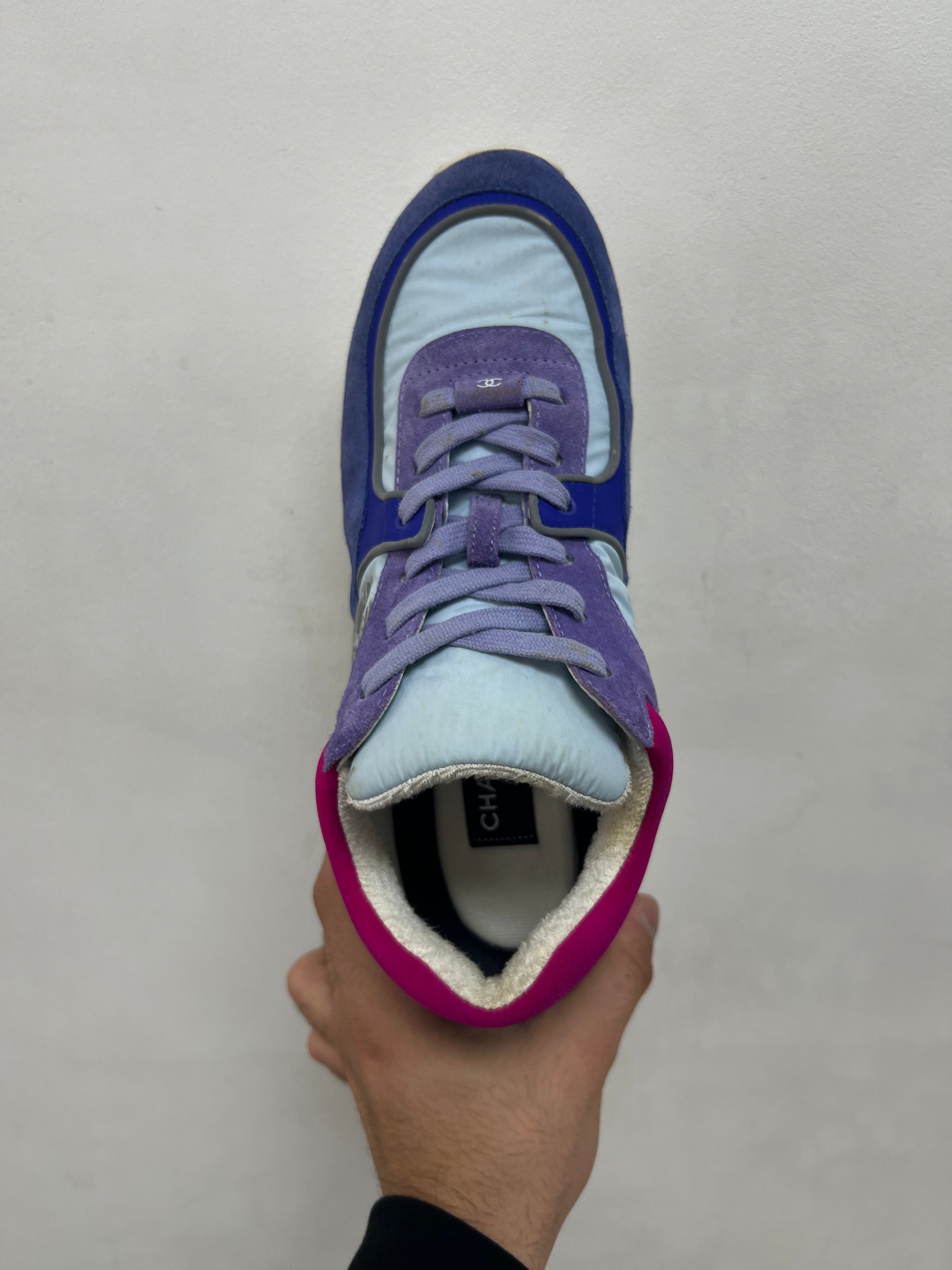 Chanel Purple Multi CC Logo Runner Sneakers