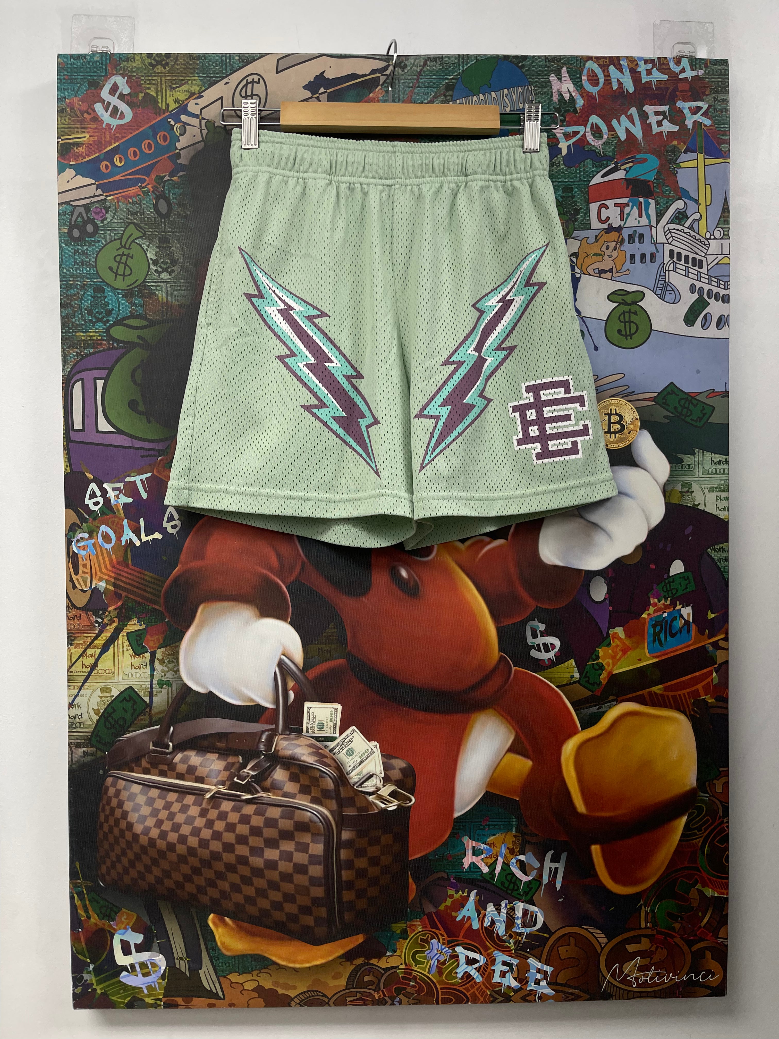 Eric Emanuel Mint Purple Bolt Shorts