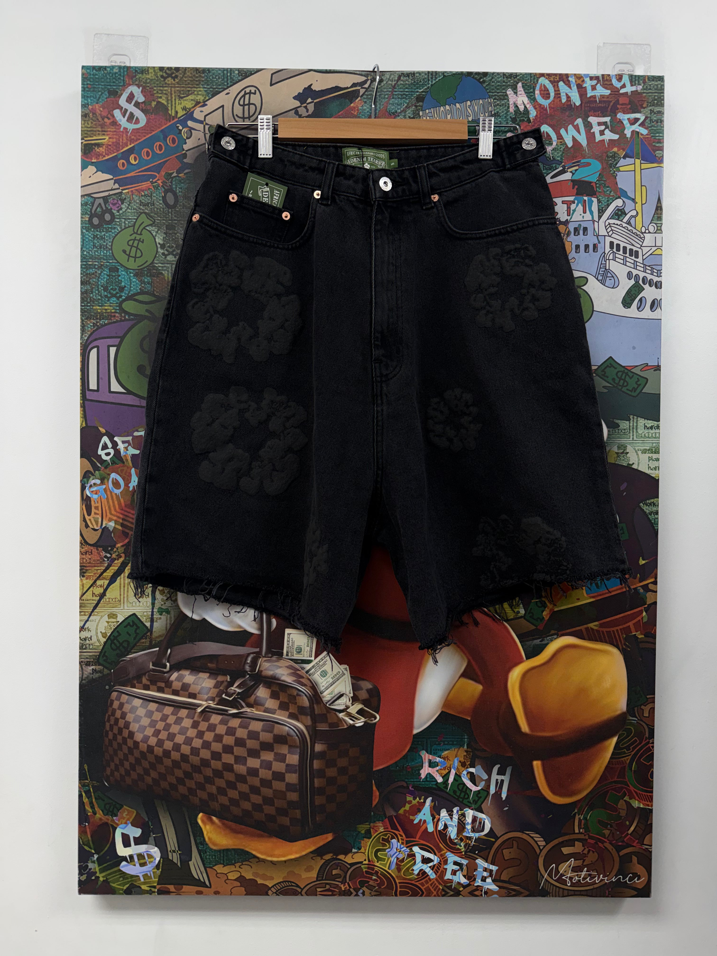 Denim Tears Black Mono Cottown Wreath Jean Shorts