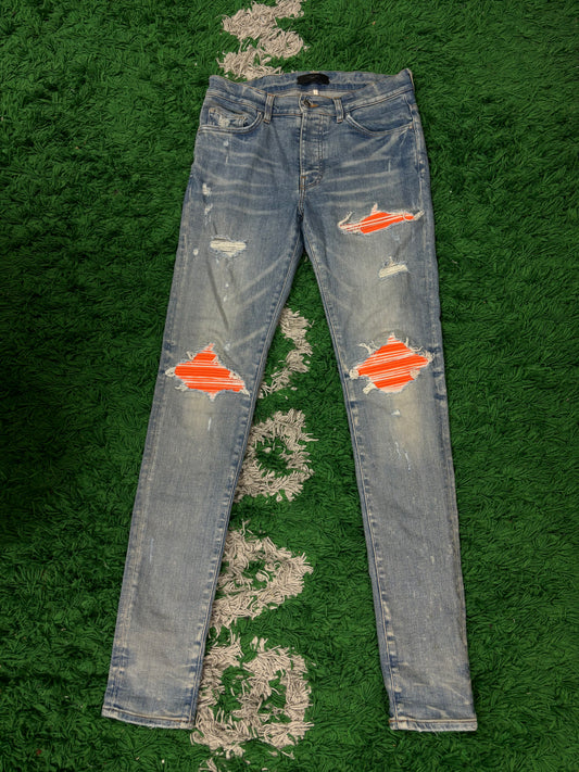 Amiri MX1 Light Wash Orange Patch Used 32