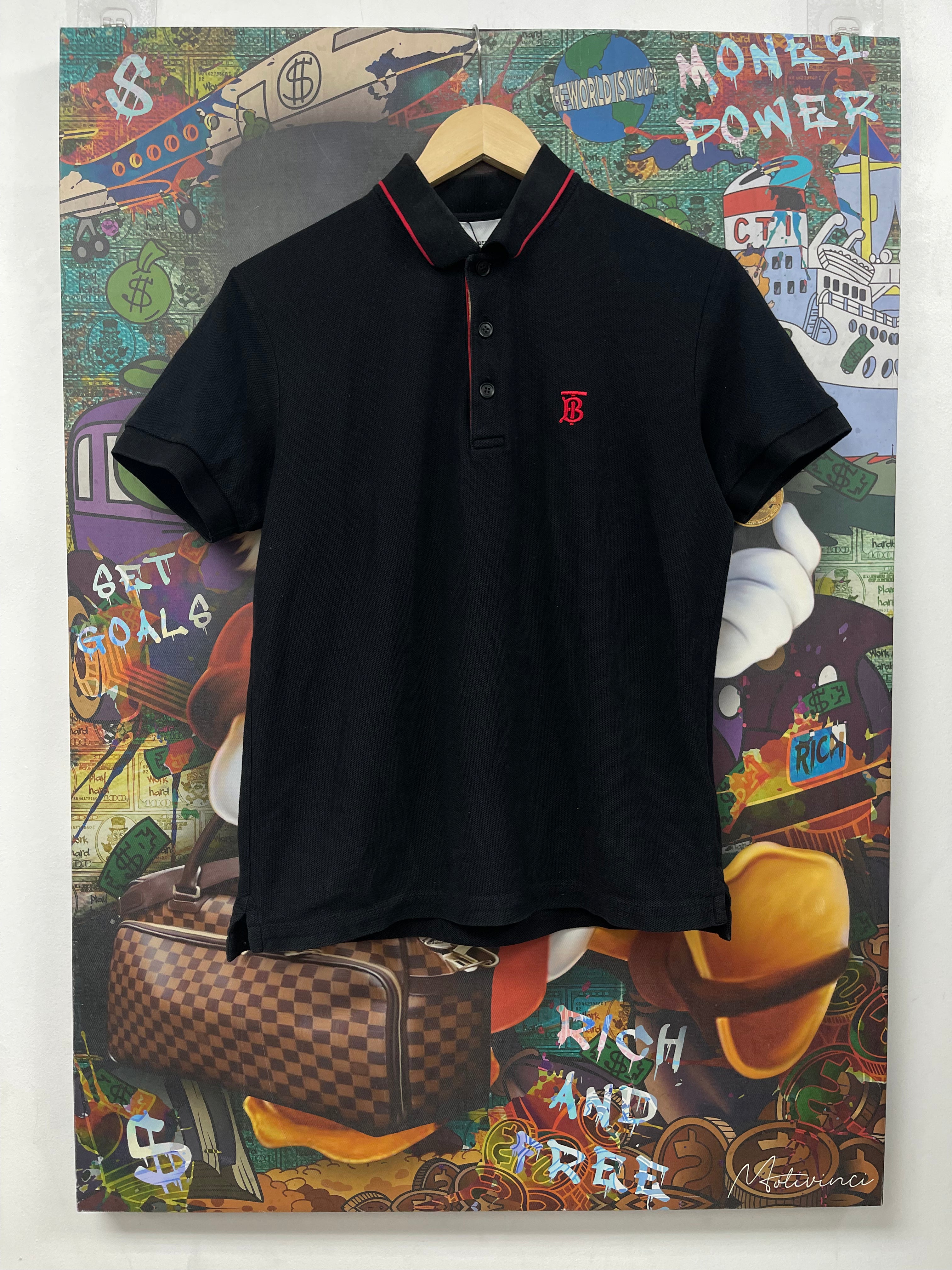 Burberry Black Collar Logo Polo