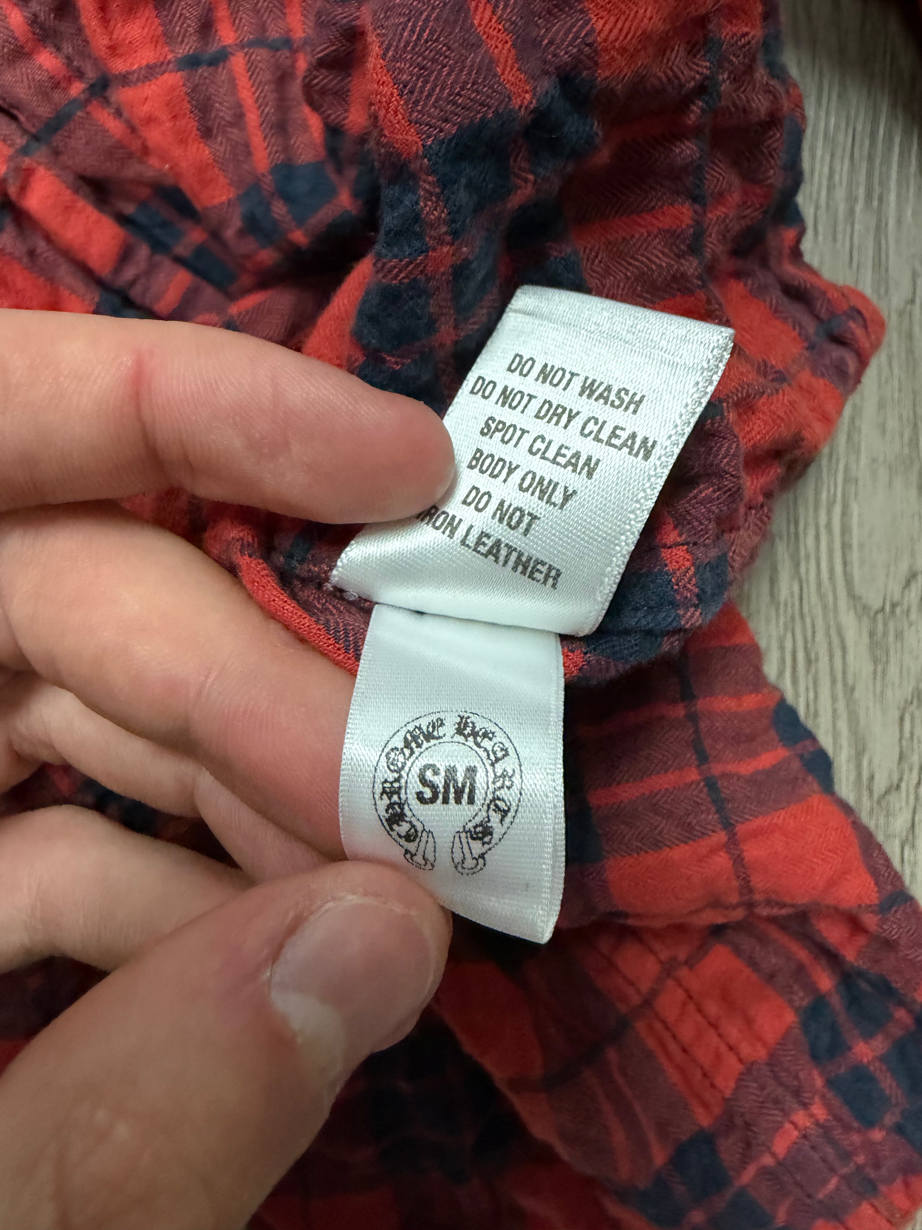 Chrome Hearts Red Plaid 2 Cross Patches Flannel Shirt