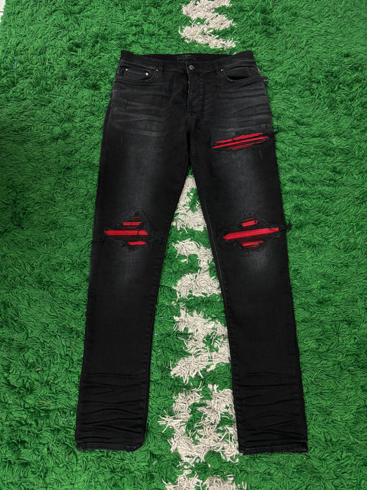 Amiri MX1 Black Red Patch New 34 With Tags