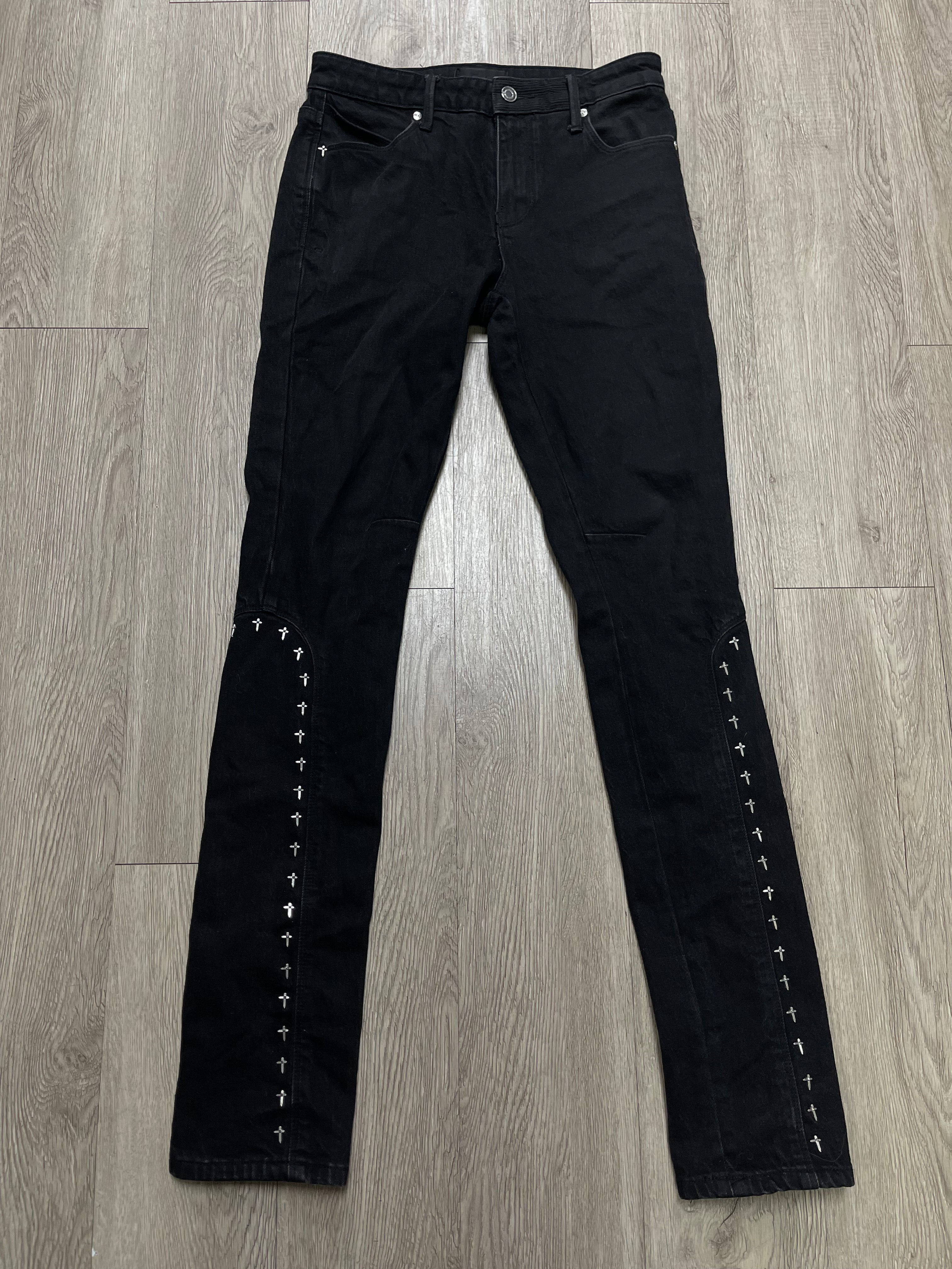 RTA Black Studded Cross Jeans