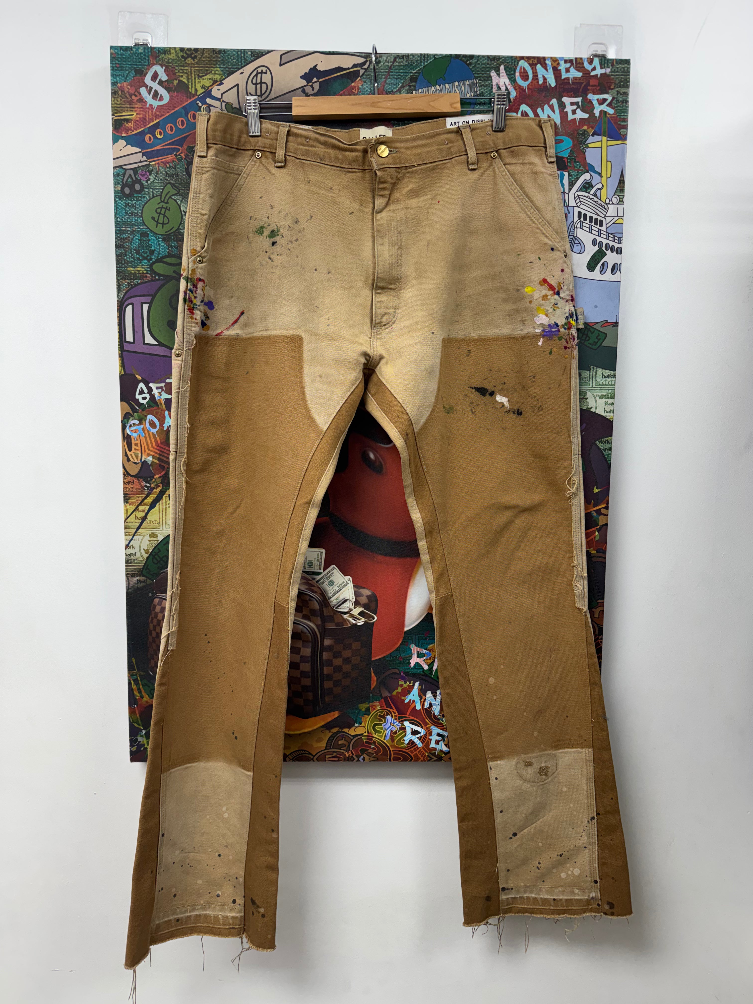 Gallery Dept Tan Paint Splatter Flare Pants