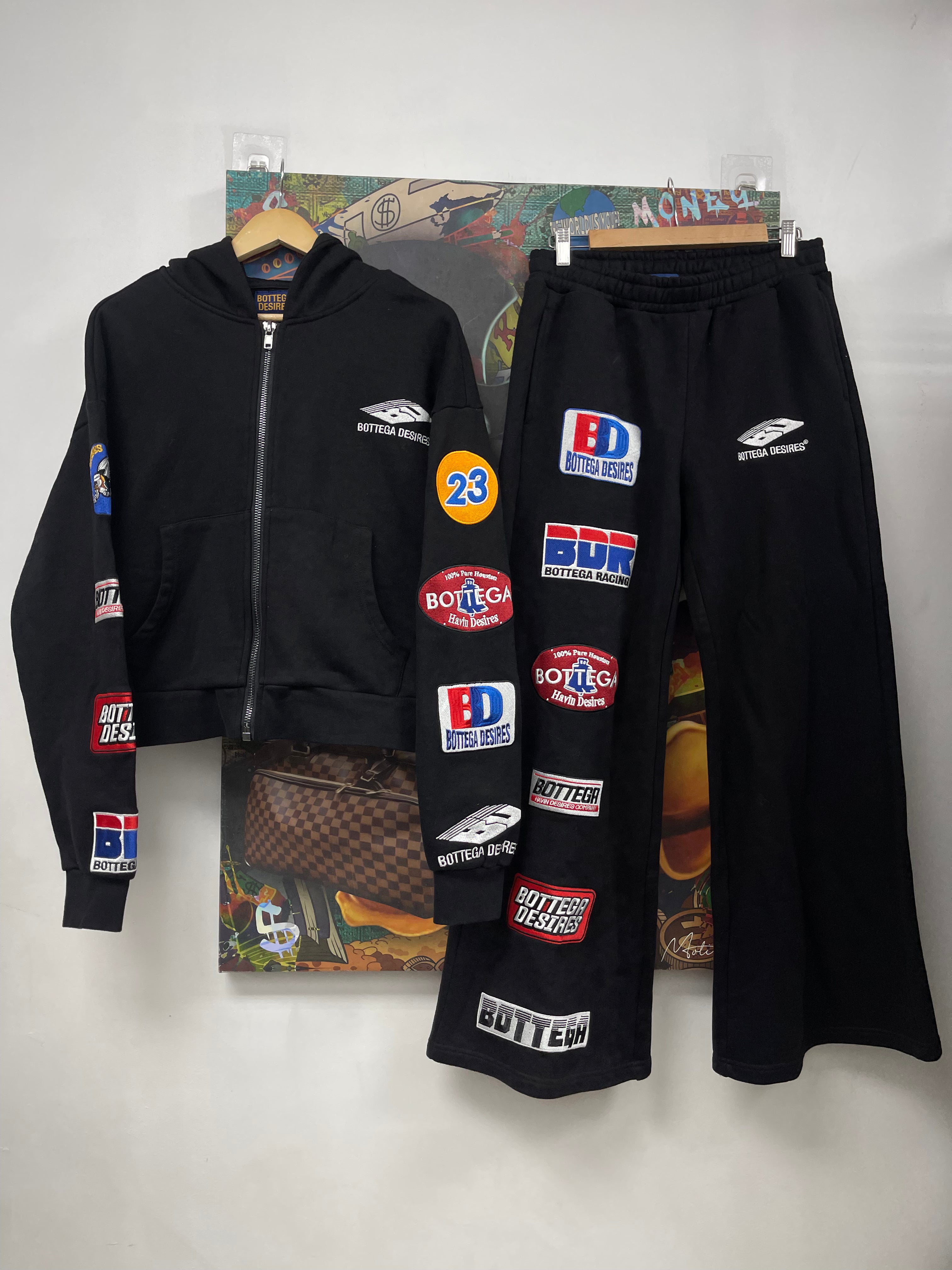 Bottega Desires Black Race Patch Sweatsuit