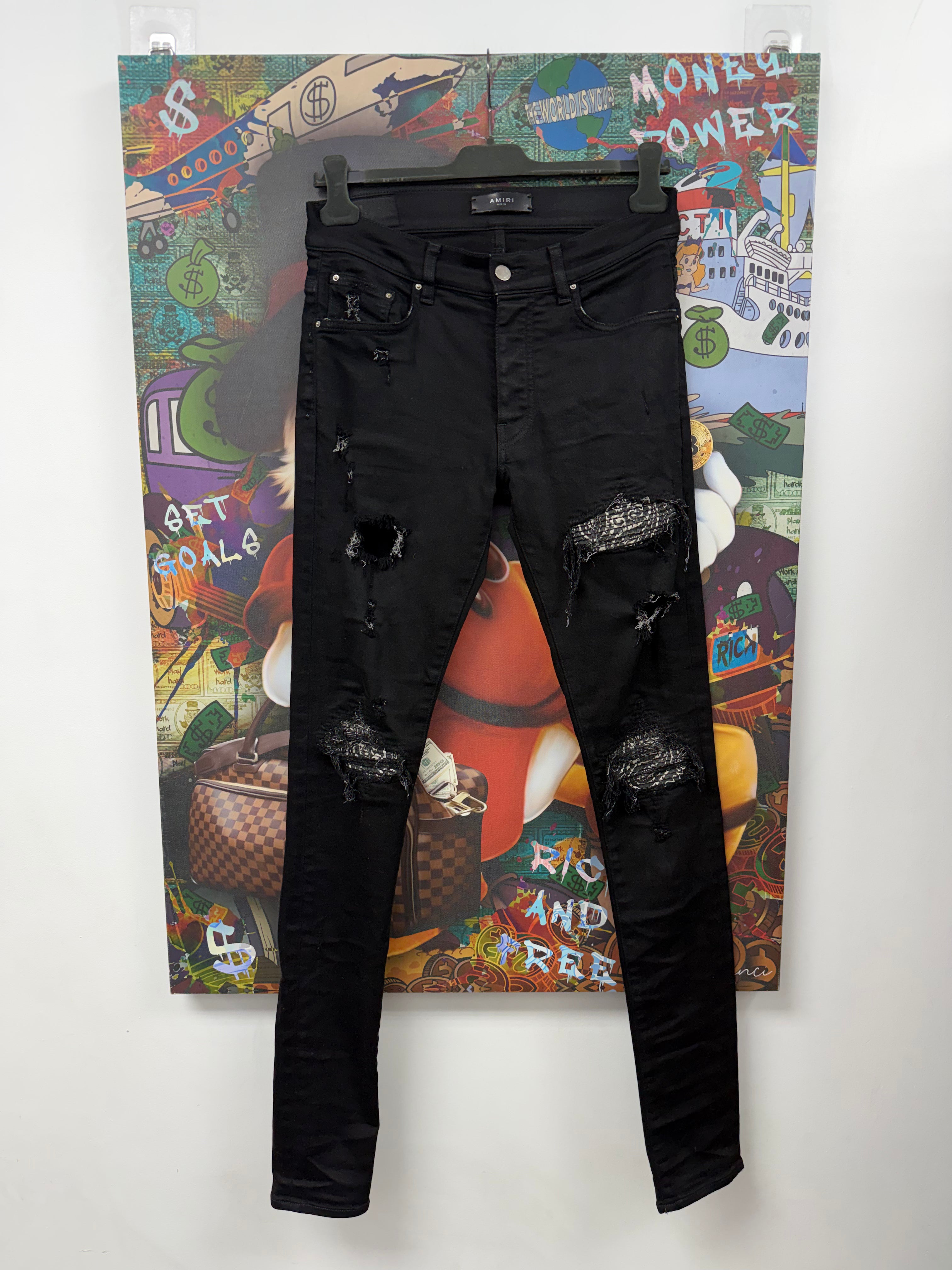 Amiri MX1 Black Bandana Patch Jeans