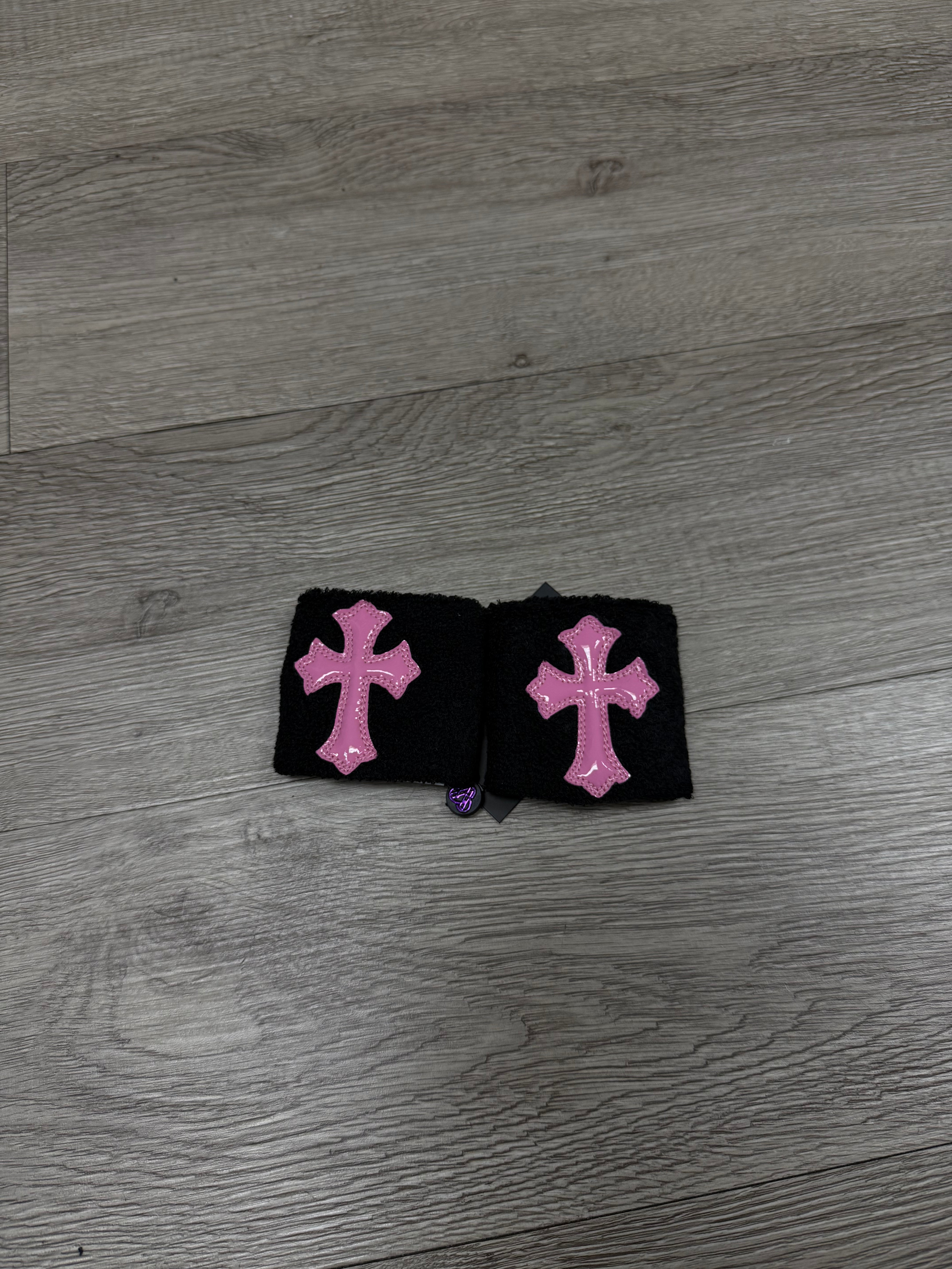 Chrome Hearts Black Pink Patch Wristbands Accessories