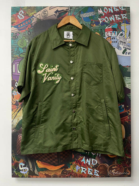 Saint Vanity Green Nylon Button Up  Used