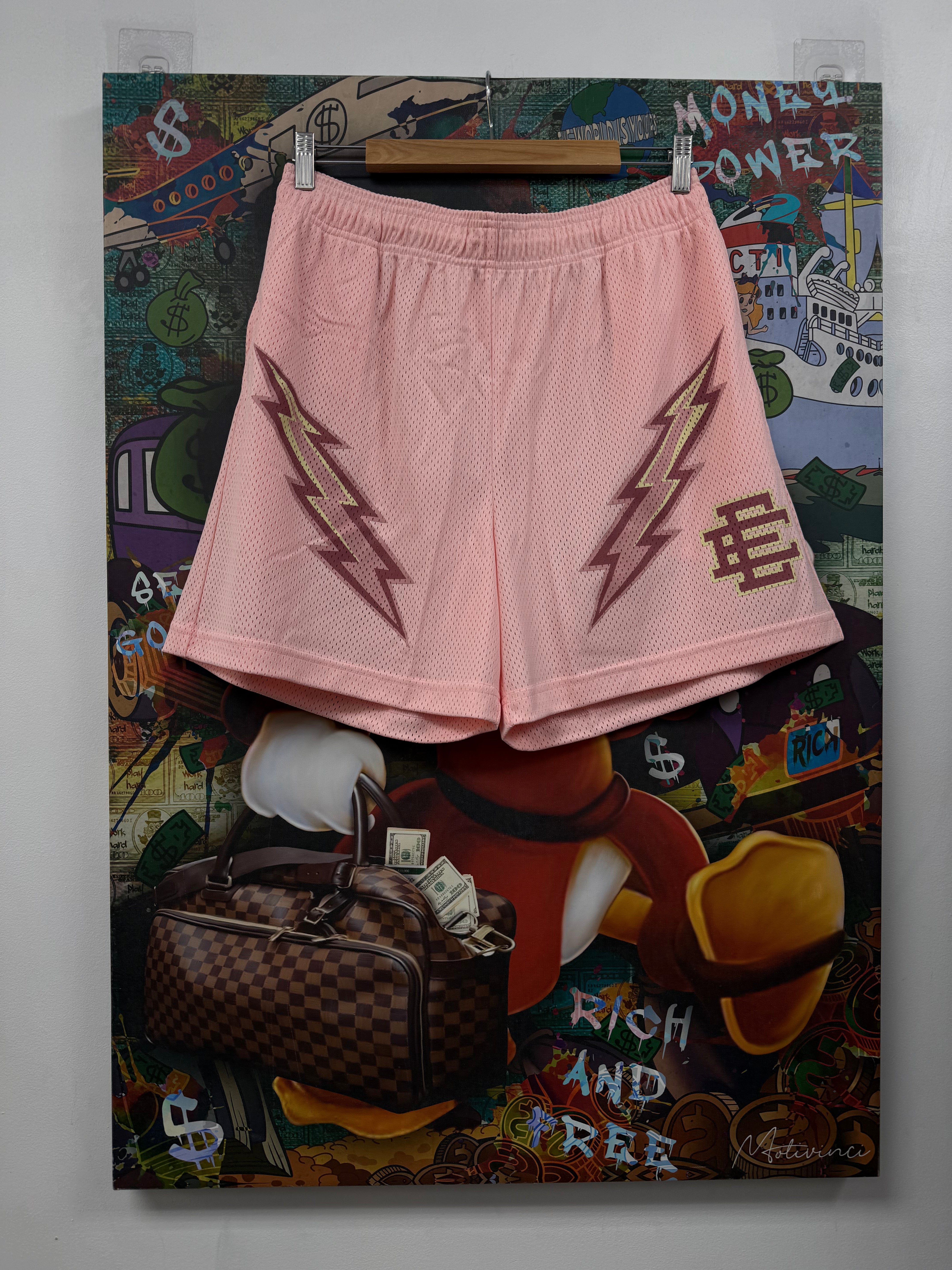 Eric Emanuel Pink Cream Bolt Shorts