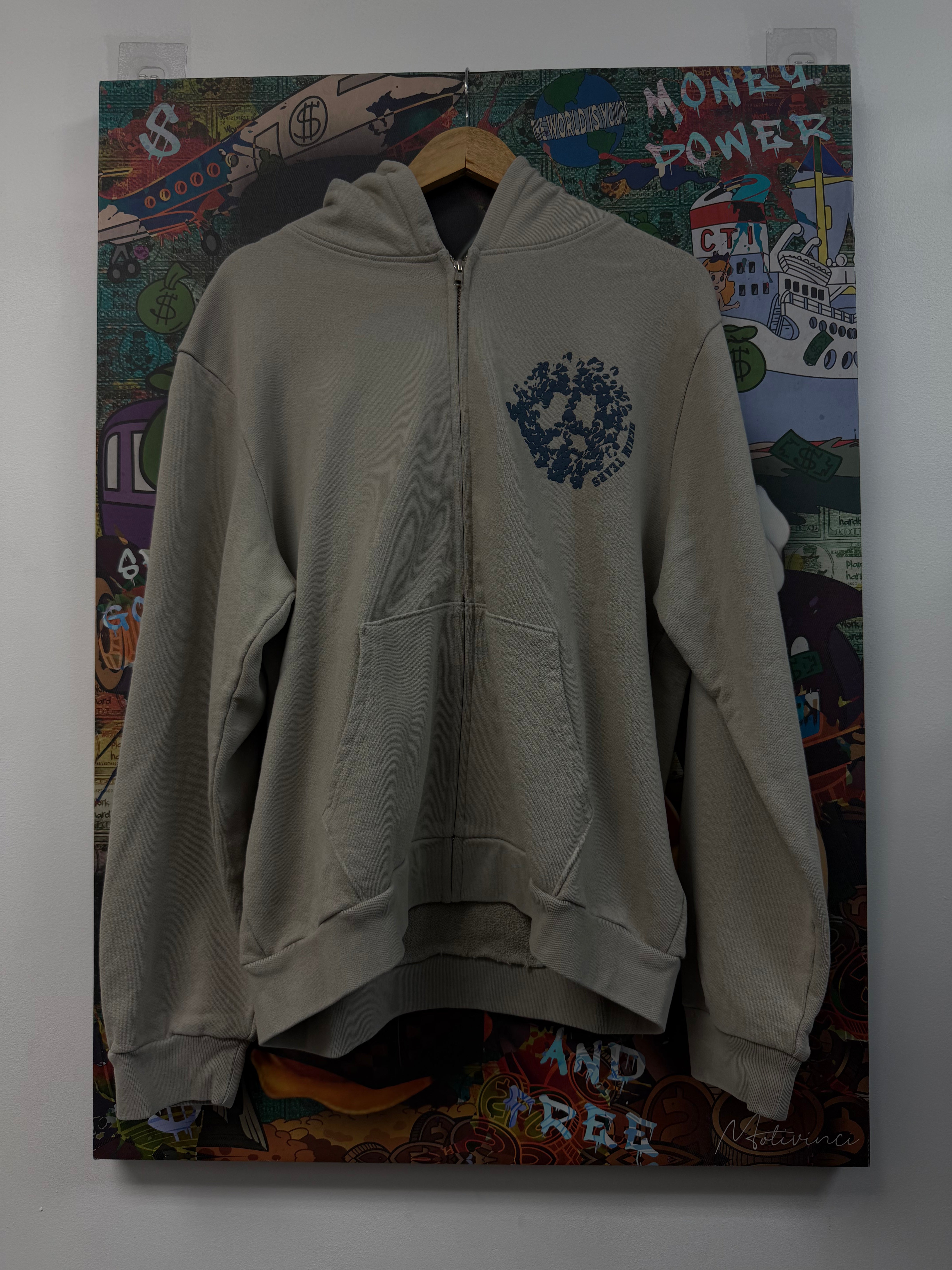 Denim Tears Grey Navy University Zip Up Hoodie