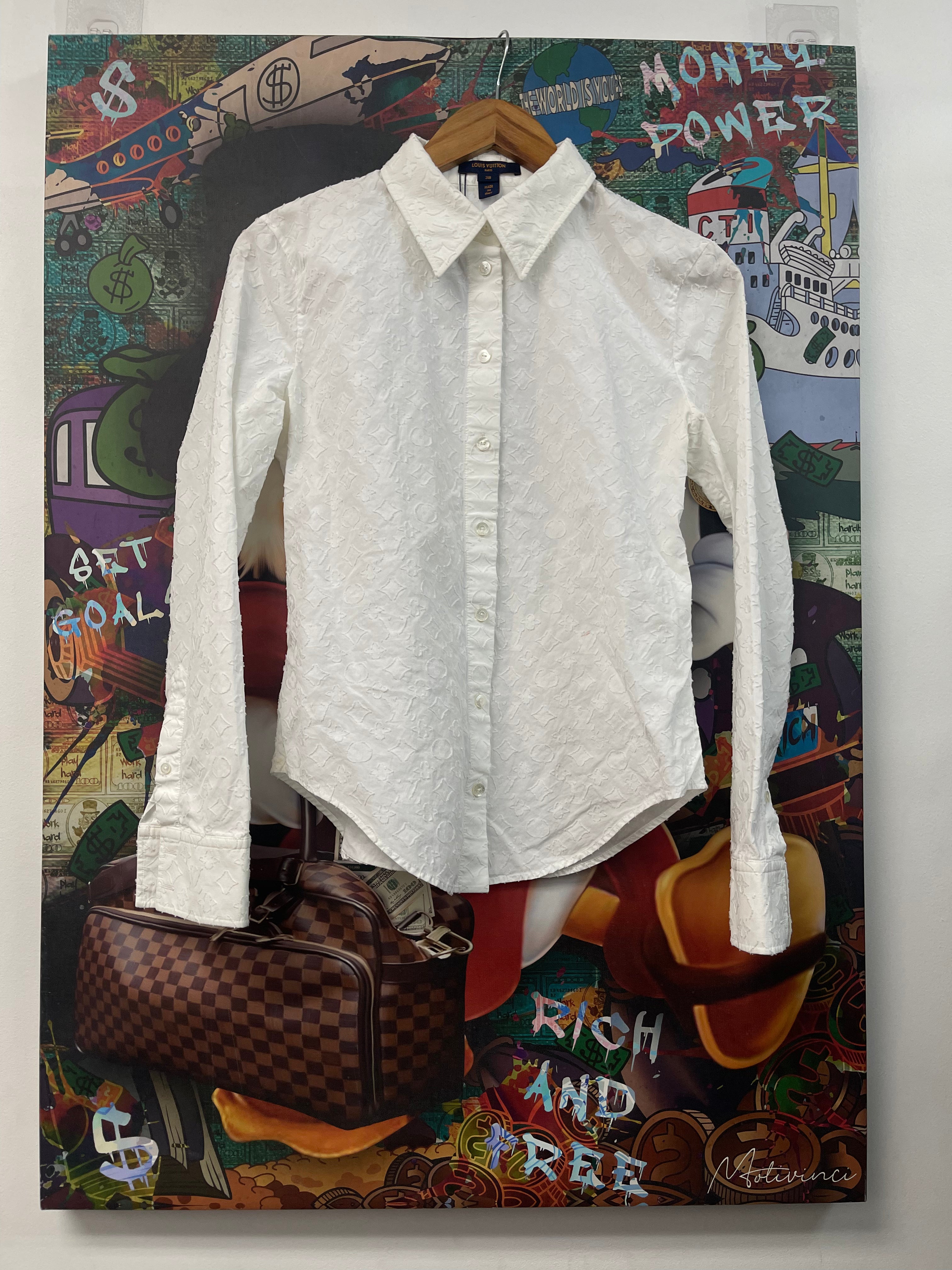 Louis Vuitton White Embossed Monogram (38) Button Up