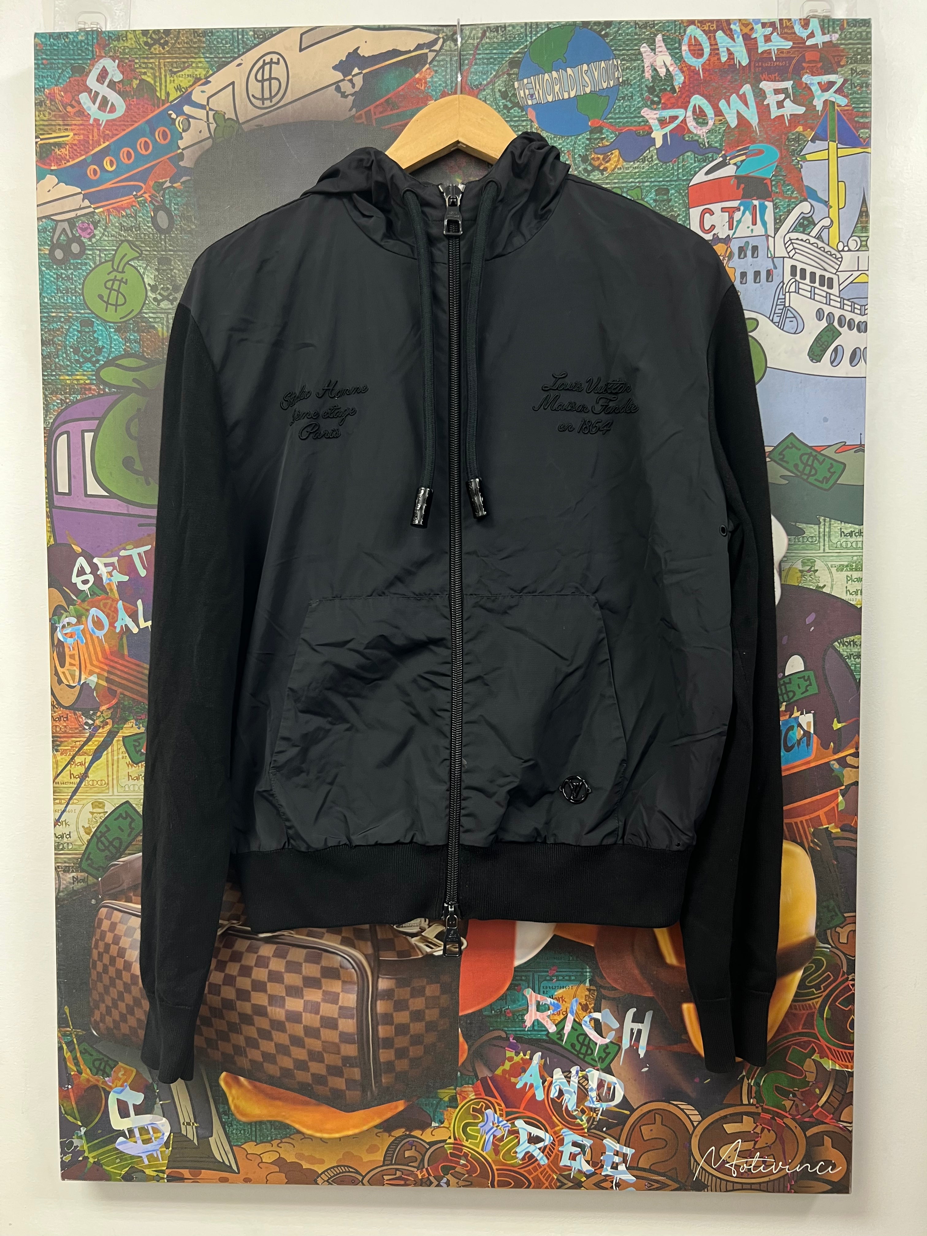 Louis Vuitton Black Script Nylon Windbreaker Jacket