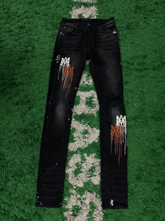 Amiri Jeans Black Brown Stencil Jeans Used 30