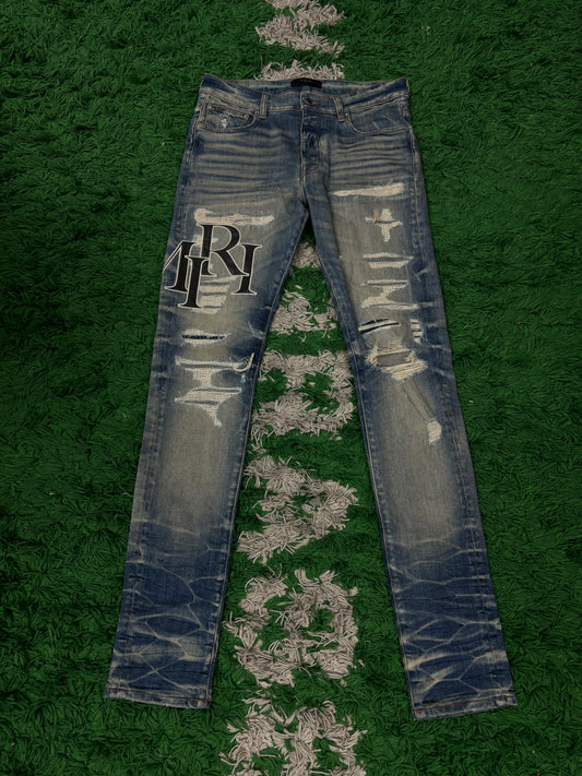 Amiri Jeans Distressed Side Logo Vintage Wash Used 32