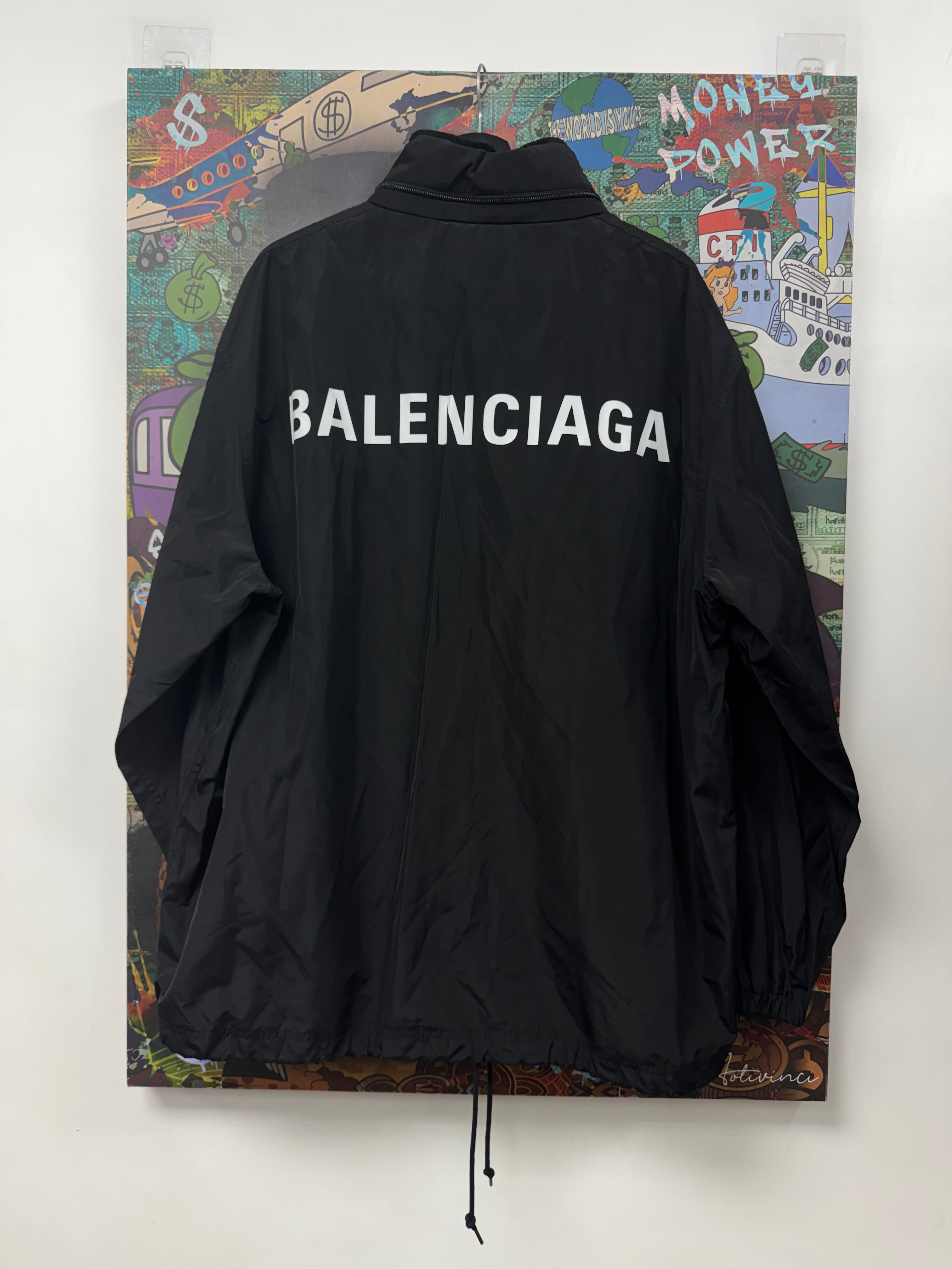 Balenciaga Black White Logo Coaches Track Jacket
